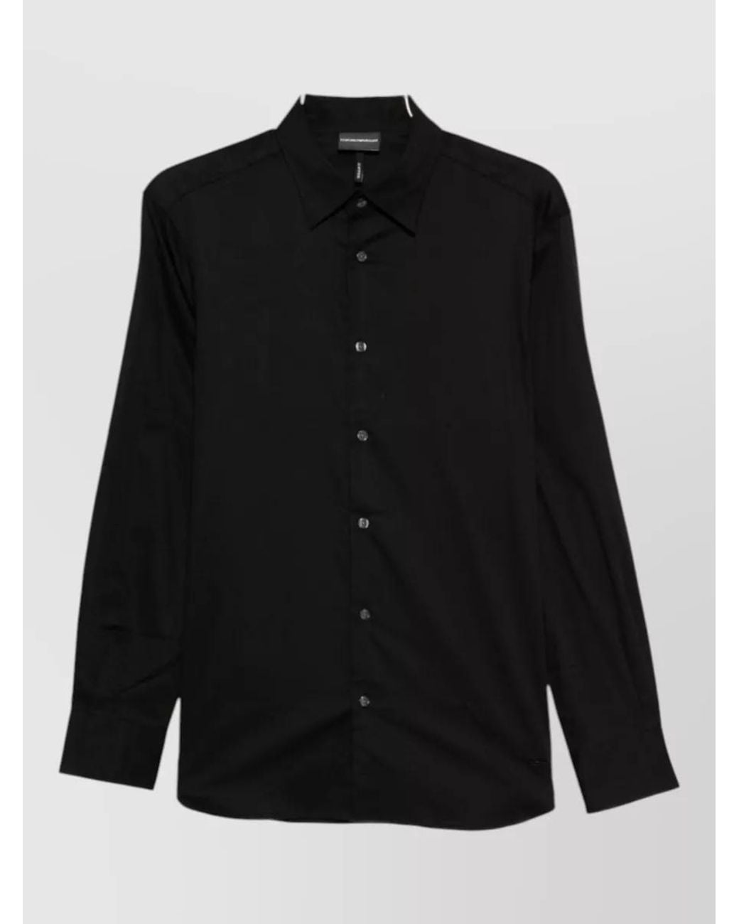 Emporio Armani Black Cotton Long-Sleeve Shirt for men