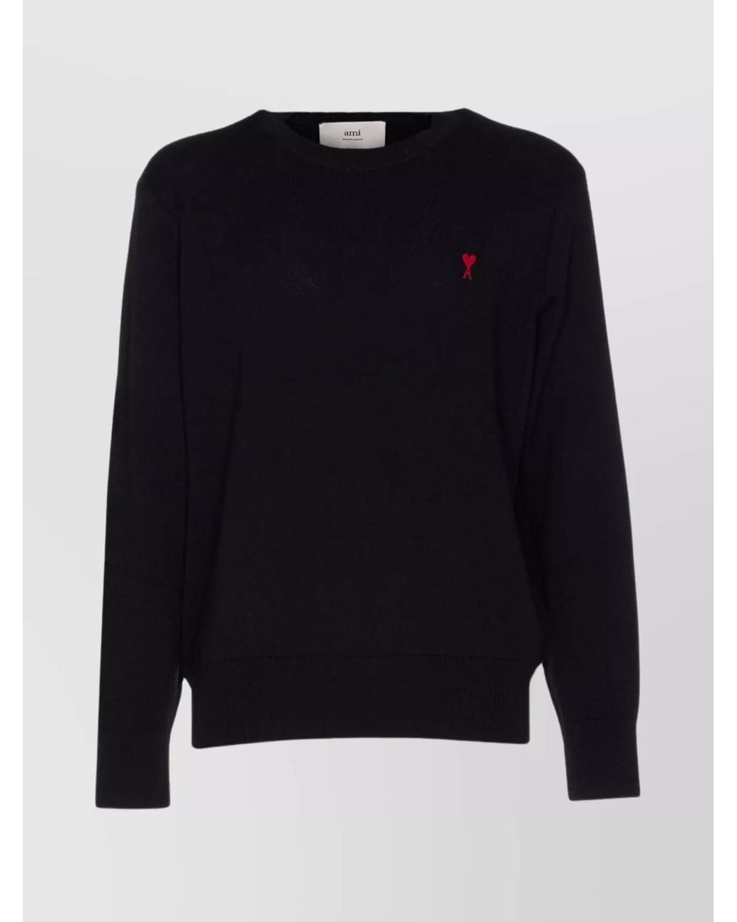 AMI Blue Merino Wool Crewneck Sweater for men