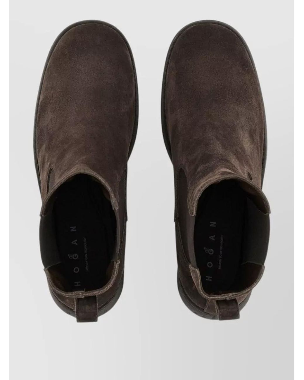 Hogan Brown Suede Panelled Chelsea Boots