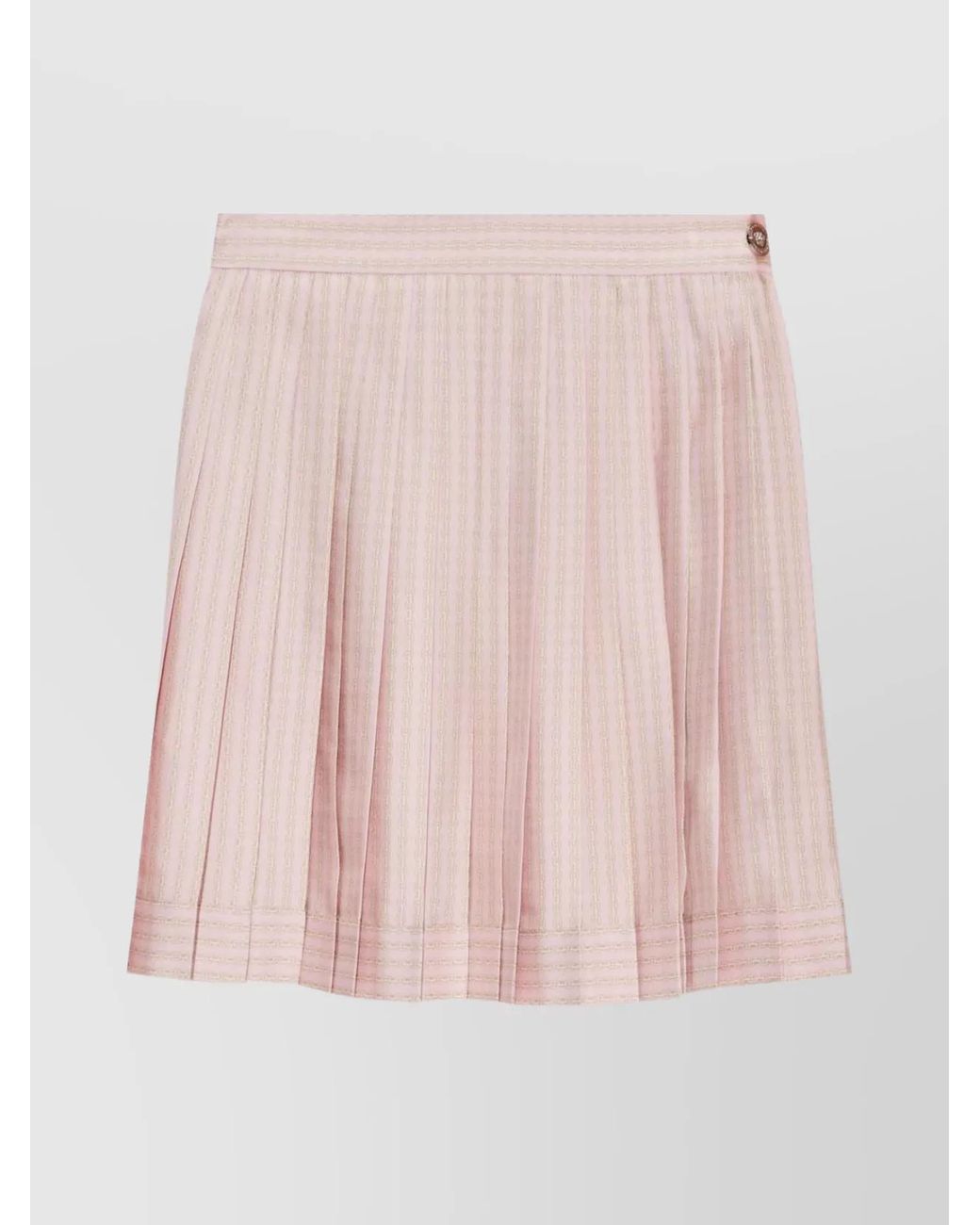 Versace Pink Silk Pinstripe Pleated Mini Skirt