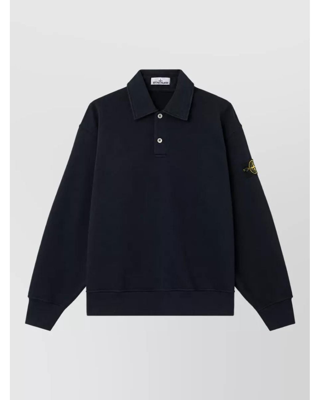 Stone Island Blue Cotton Oversized Long-Sleeve Polo Shirt for men