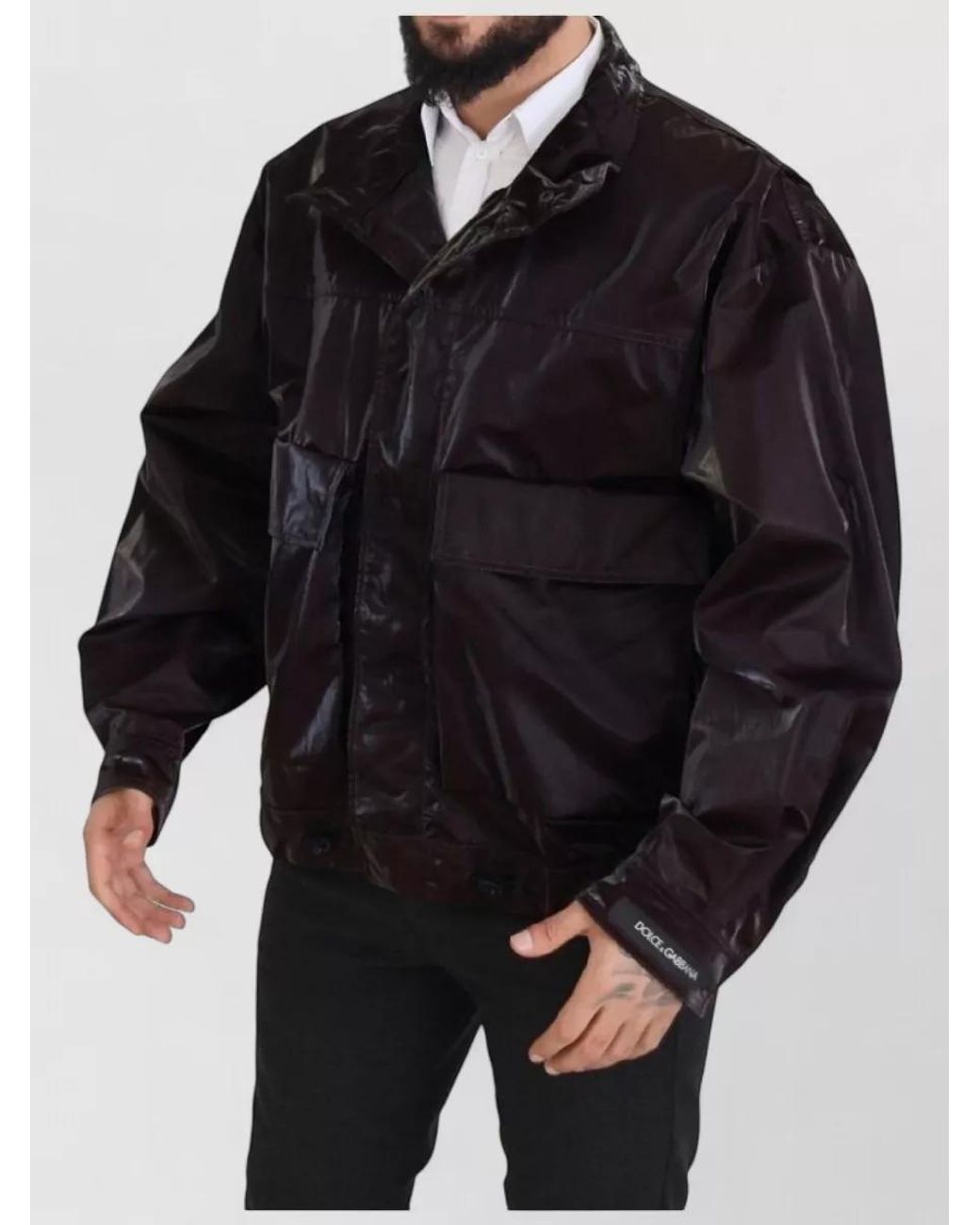Dolce & Gabbana Black Nylon Long-Sleeve Raincoat for men