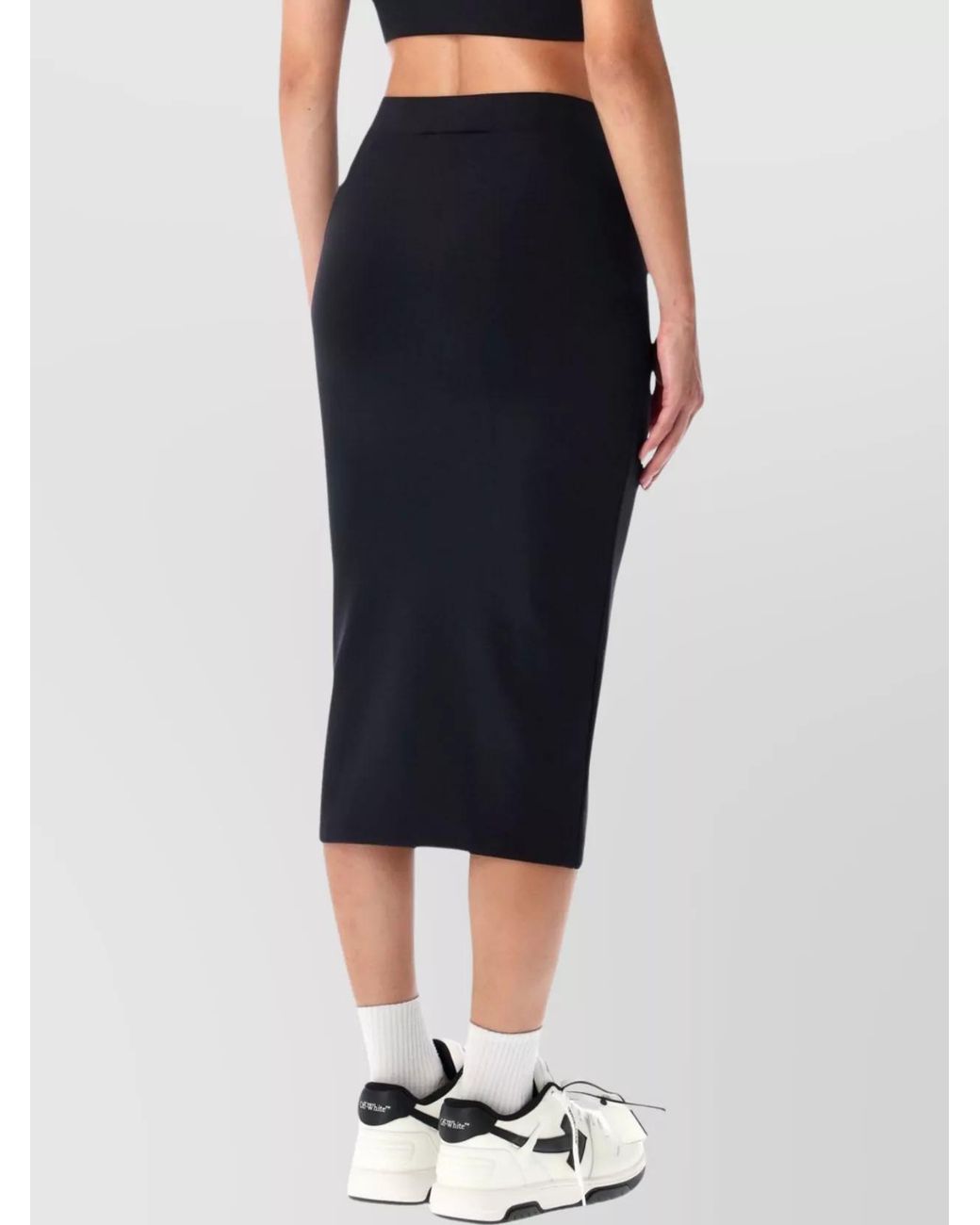 Off-White c/o Virgil Abloh Blue Logo Elastic Waist Midi Pencil Skirt