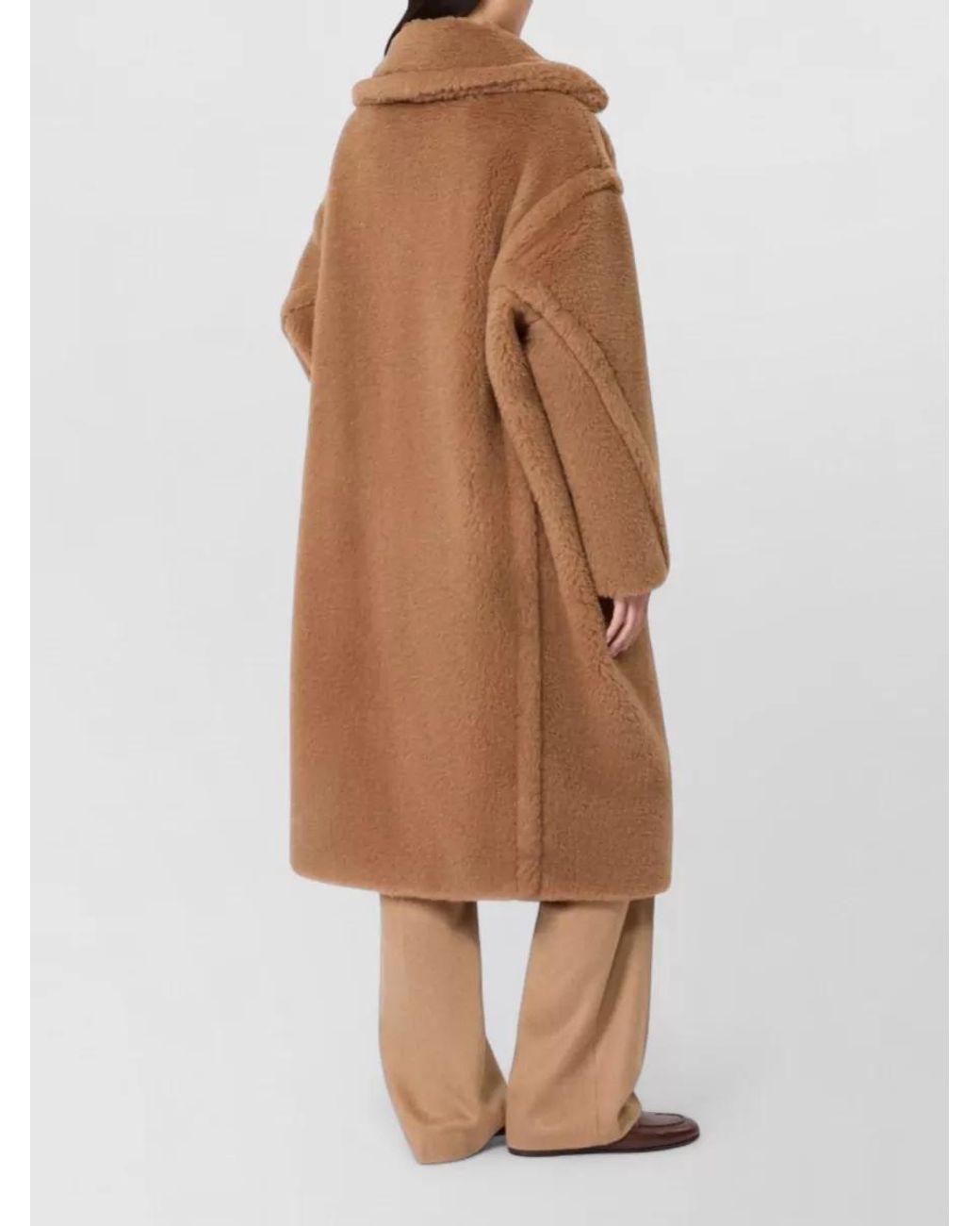 Max Mara Brown Camel Silk Oversized Double-Breasted Coat