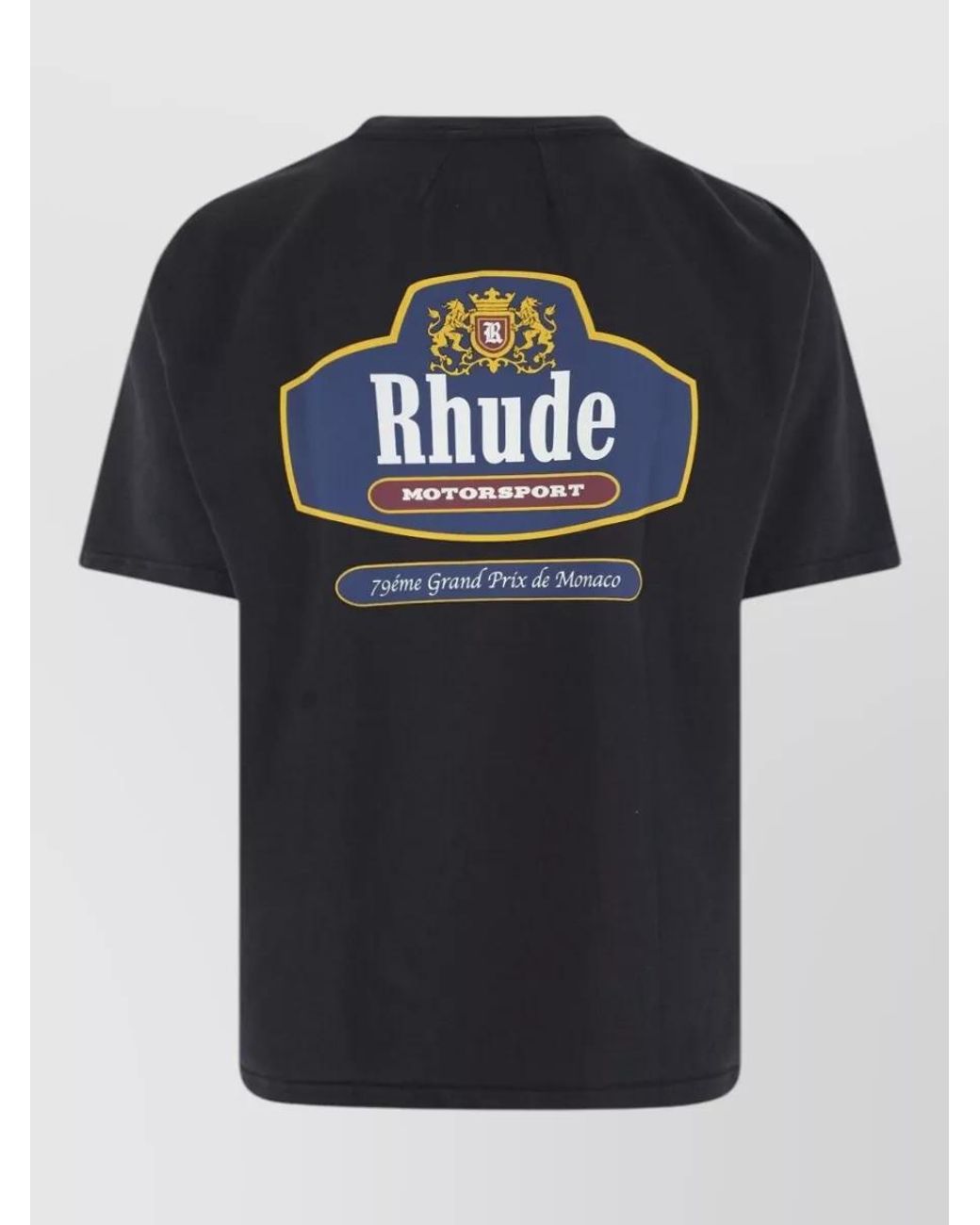 Rhude Black Printed Cotton Crewneck T-Shirt for men