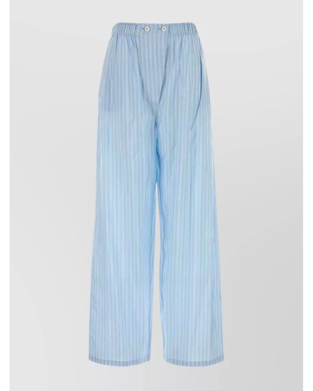 Prada Blue Silk Wide-Leg Trousers