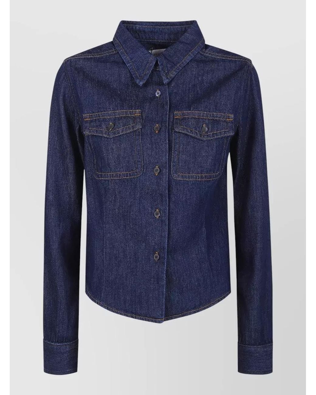 Dries Van Noten Blue Denim Cropped Shirt