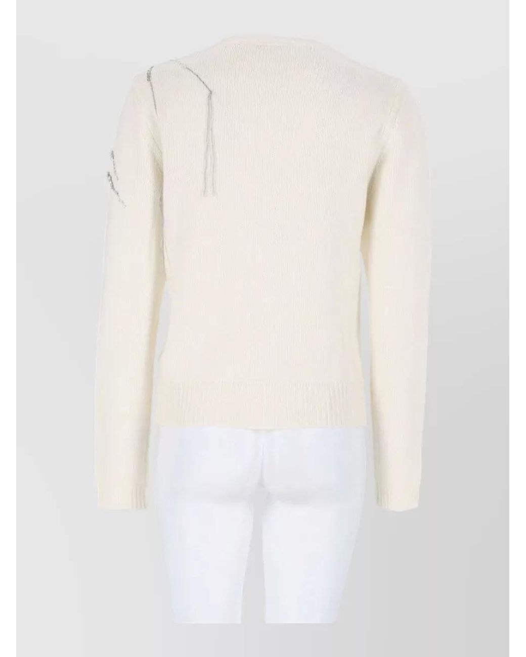 Fabiana Filippi White Cashmere Silk Wool Crystal-Embellished Cardigan