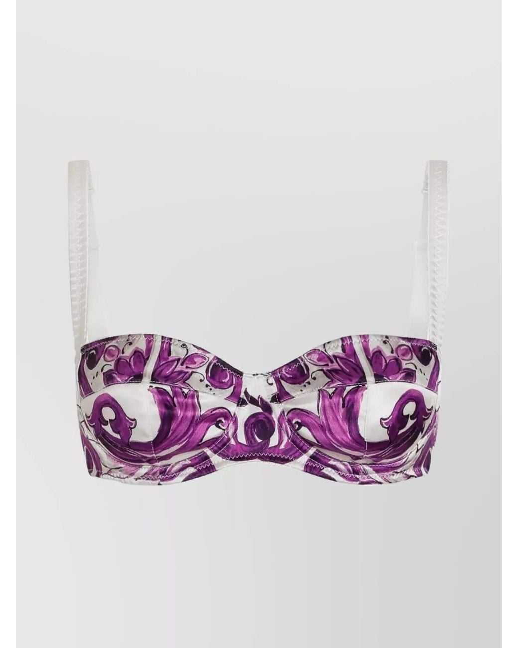 Dolce & Gabbana Purple Silk Graphic Print Balconette Bra