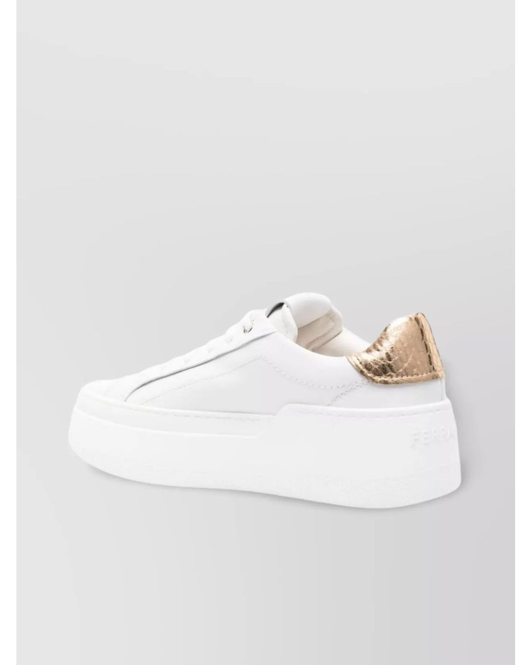 Ferragamo White Calf Leather Paneled Low-Top Sneakers