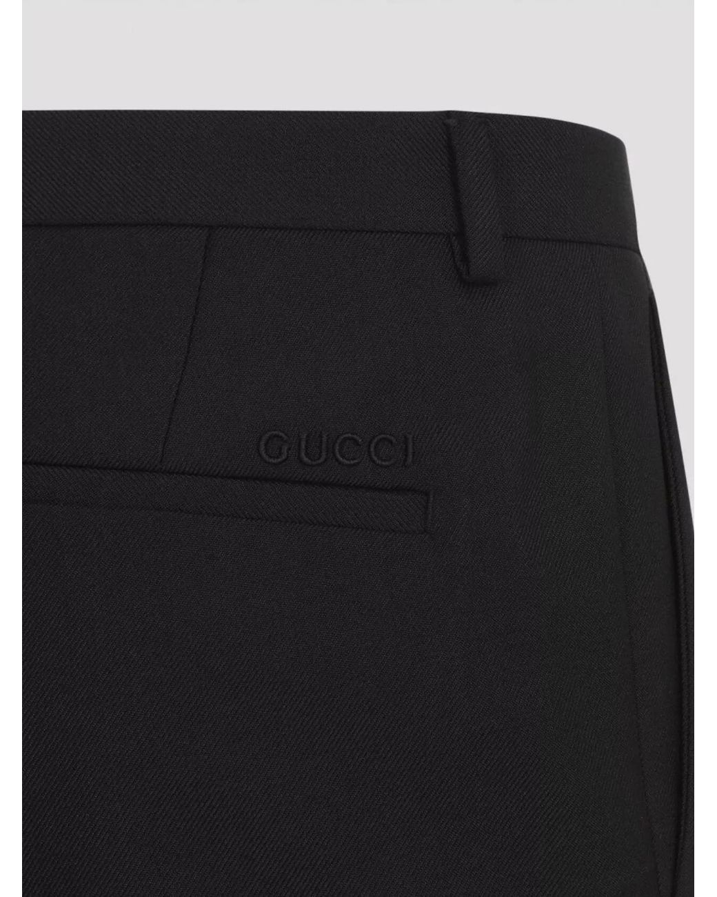 Gucci Black Wool-Blend Twill High-Rise Pleated Tapered Trousers for men