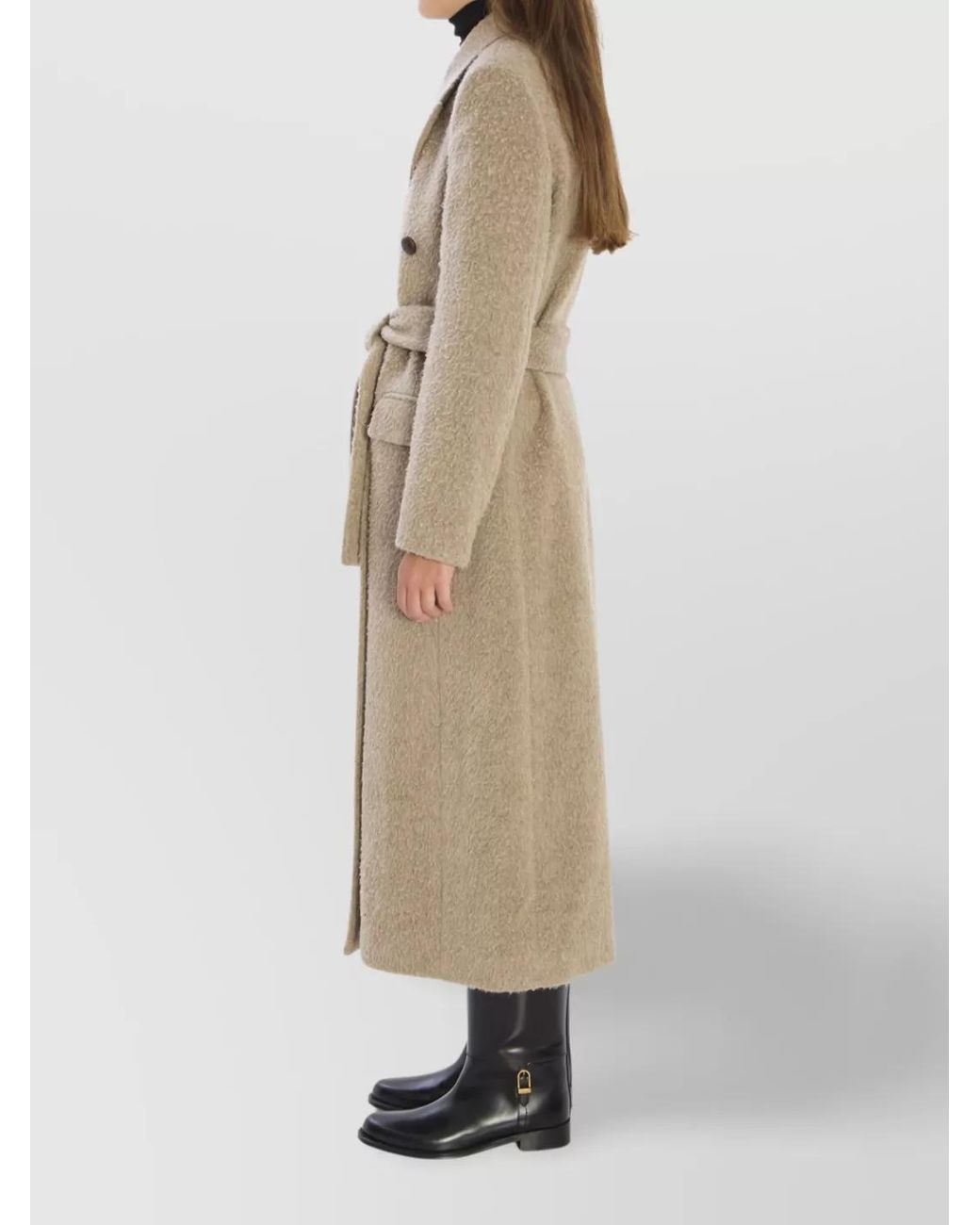 Golden Goose Deluxe Brand Natural Double-Breasted Belted Coat