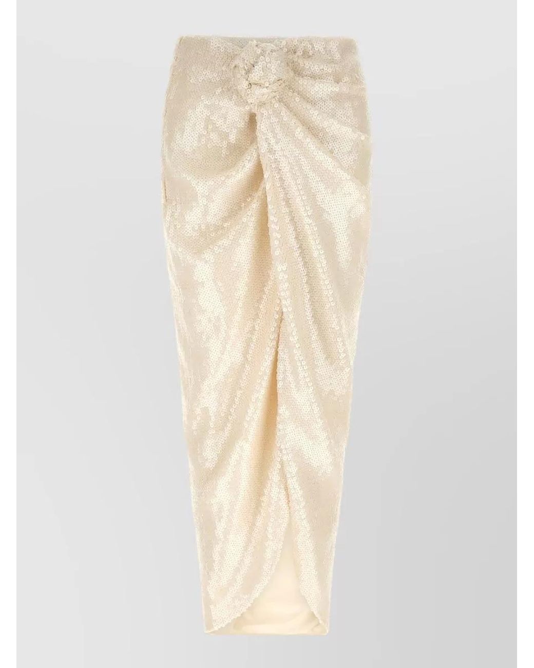 ROTATE BIRGER CHRISTENSEN White Sequin Knot Fitted Skirt