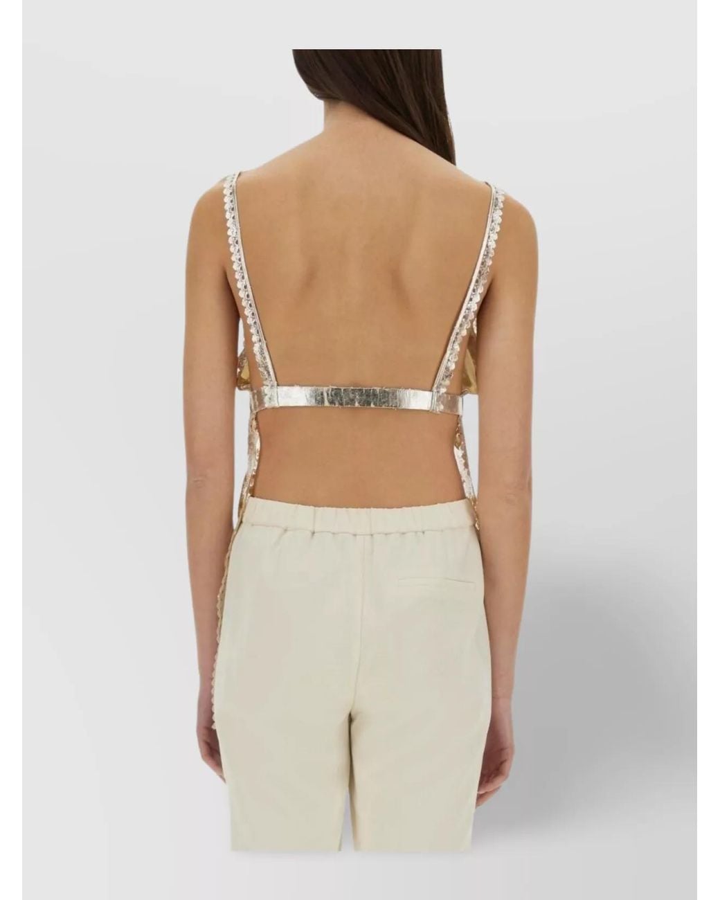Rabanne White Pleated Satin Slim-Fit Blouse