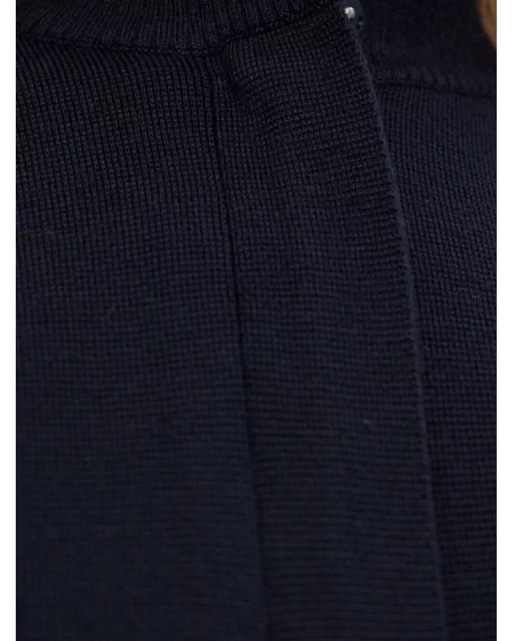 Max Mara Blue Wool Cropped Ribbed High Neck Cardigan