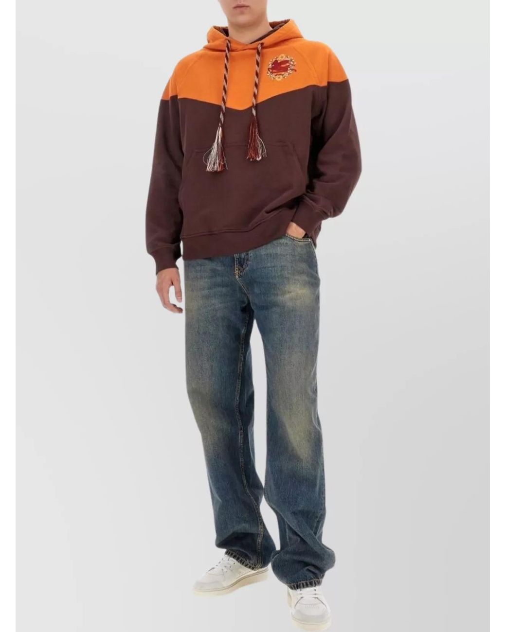 Etro Brown Regular-Fit Cotton Logo Hoodie for men