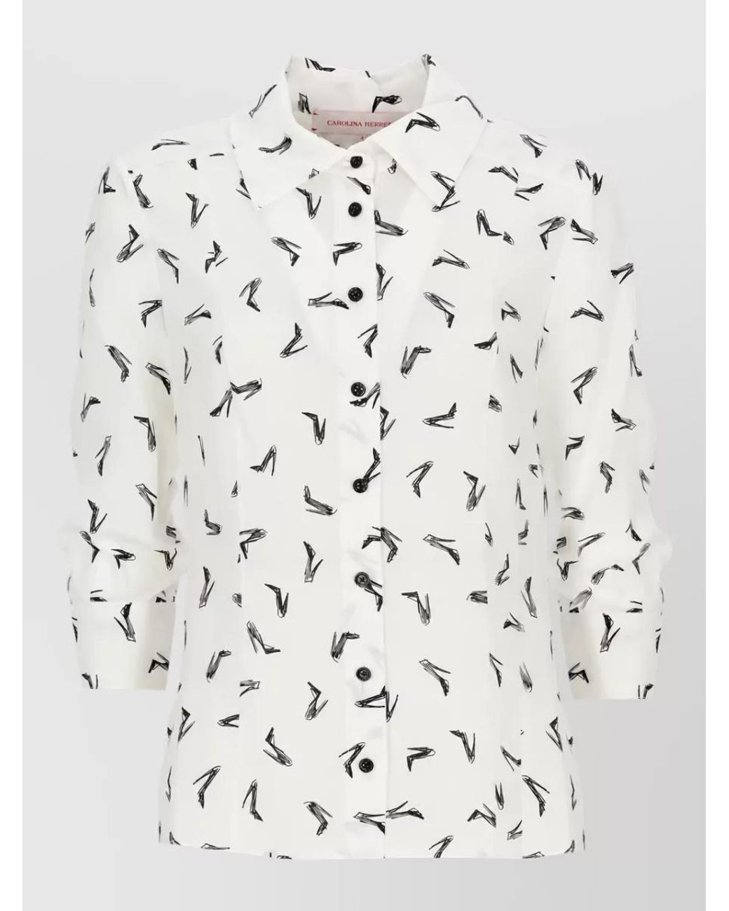 Carolina Herrera White Silk Printed Shirt