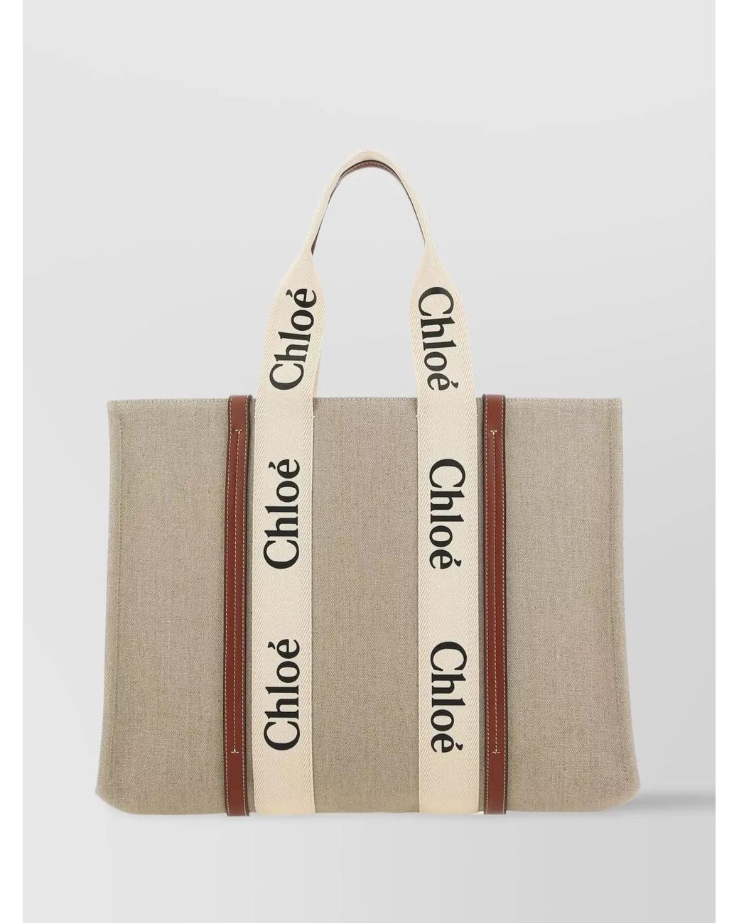 Chloé Natural Woody Large Linen Tote Bag