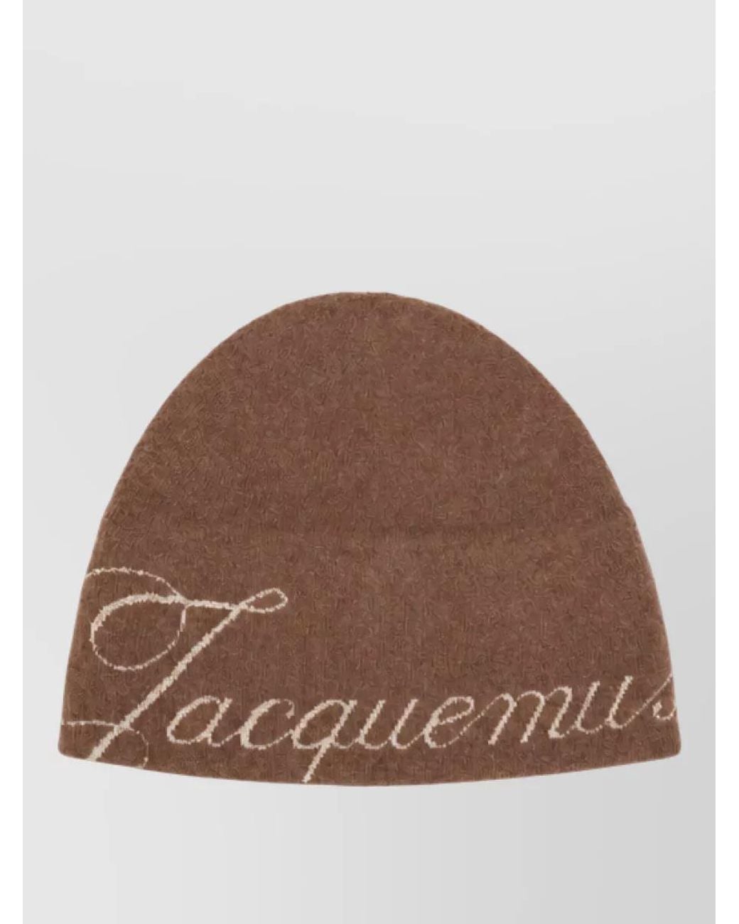 Jacquemus Brown Cashmere Virgin Wool Logo Knit Beanie