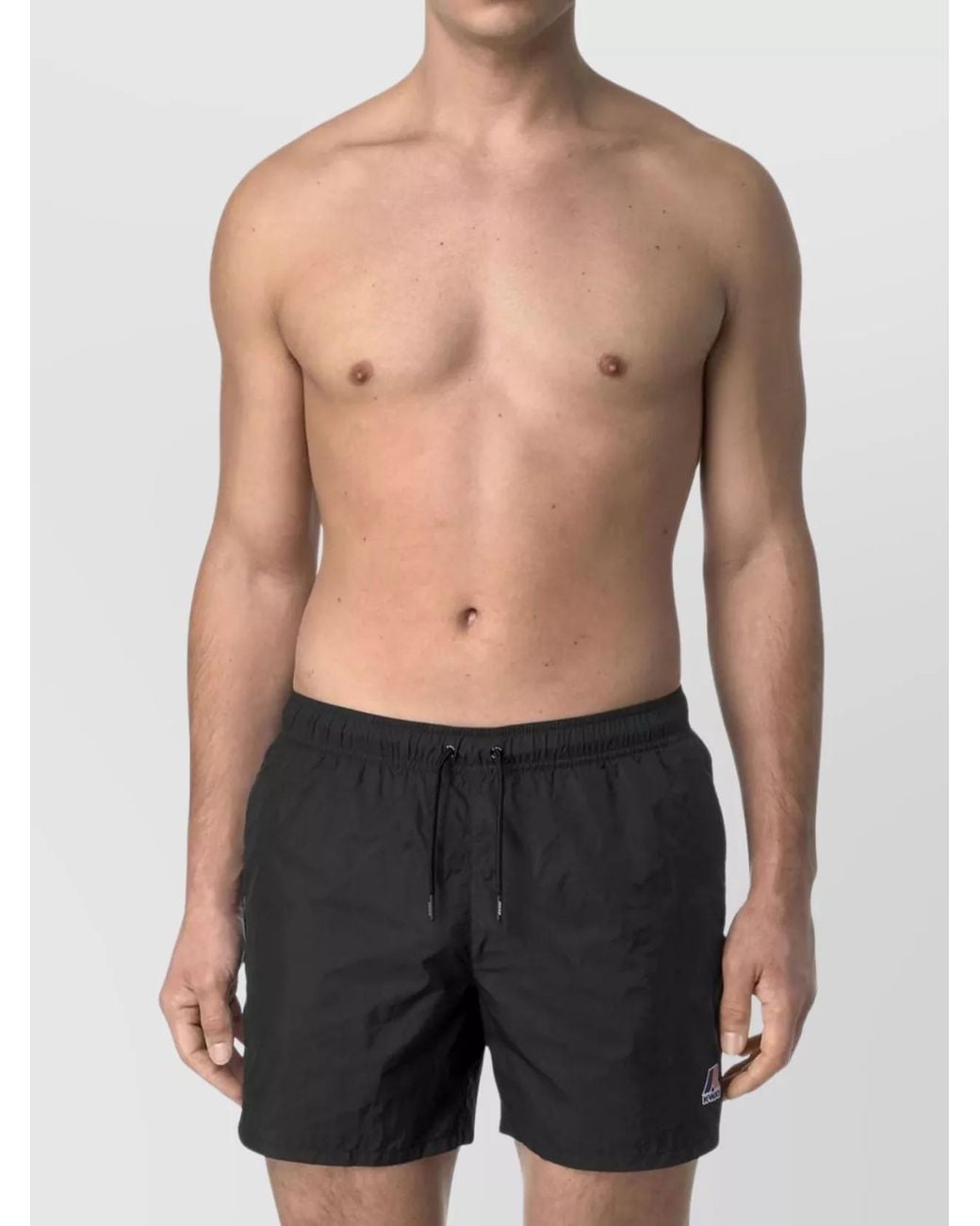 K-Way Black Cotton Deck Shorts for men