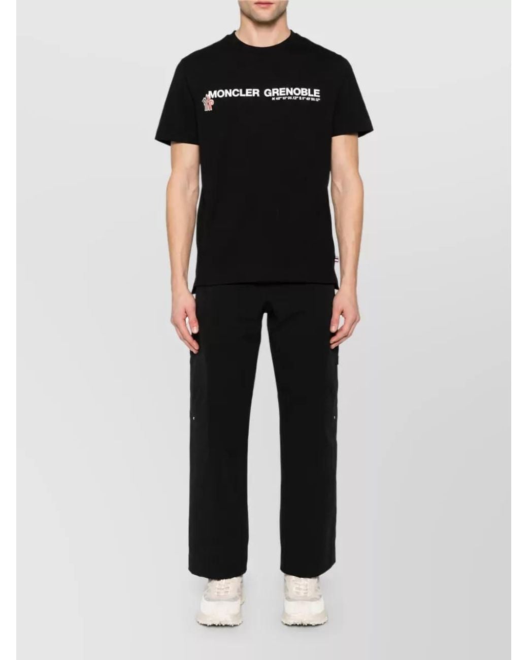 Moncler Black Logo Print Cotton Jersey Crew Neck T-Shirt for men