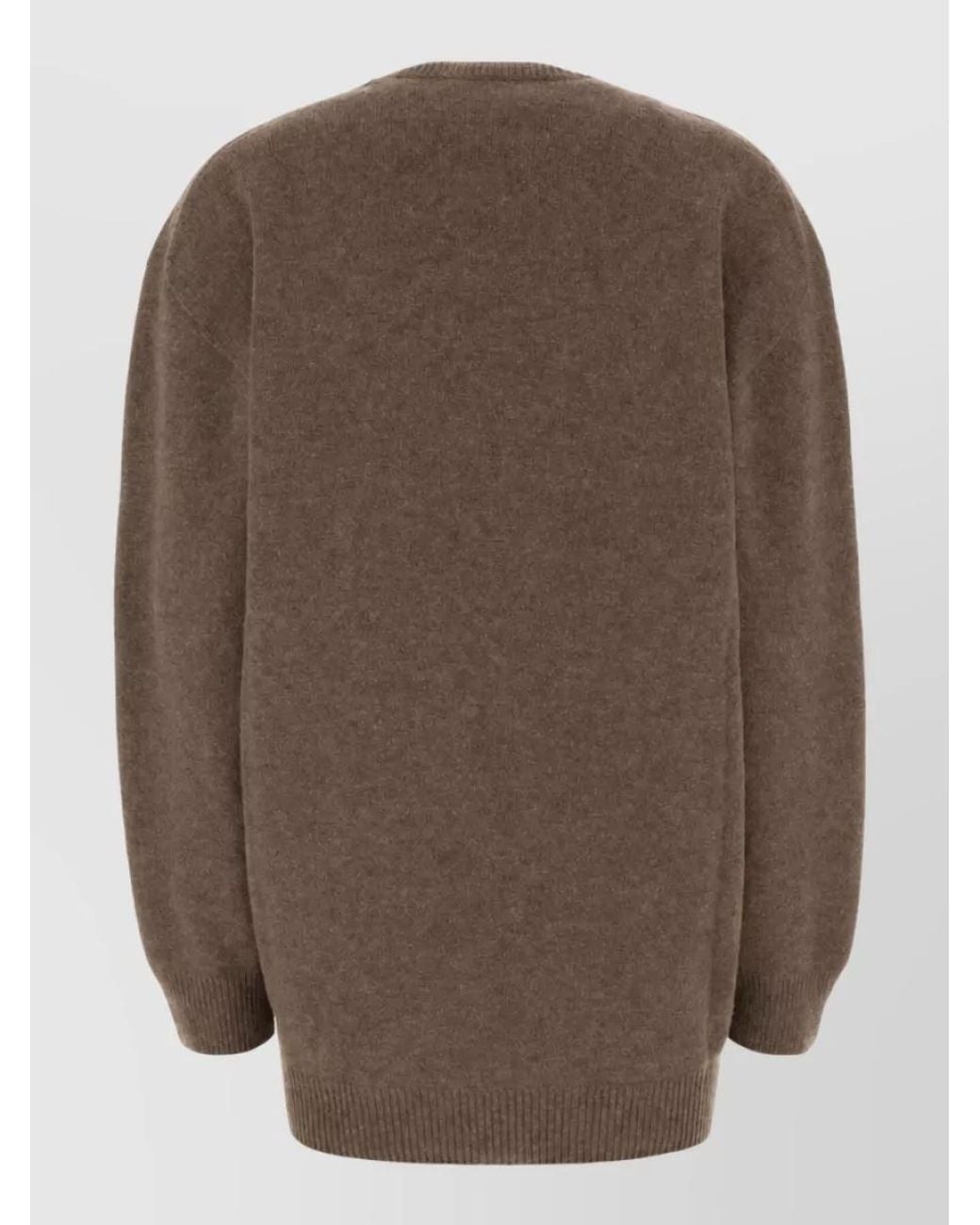 Jil Sander Brown Wool Cashmere Oversized Crewneck Sweatshirt