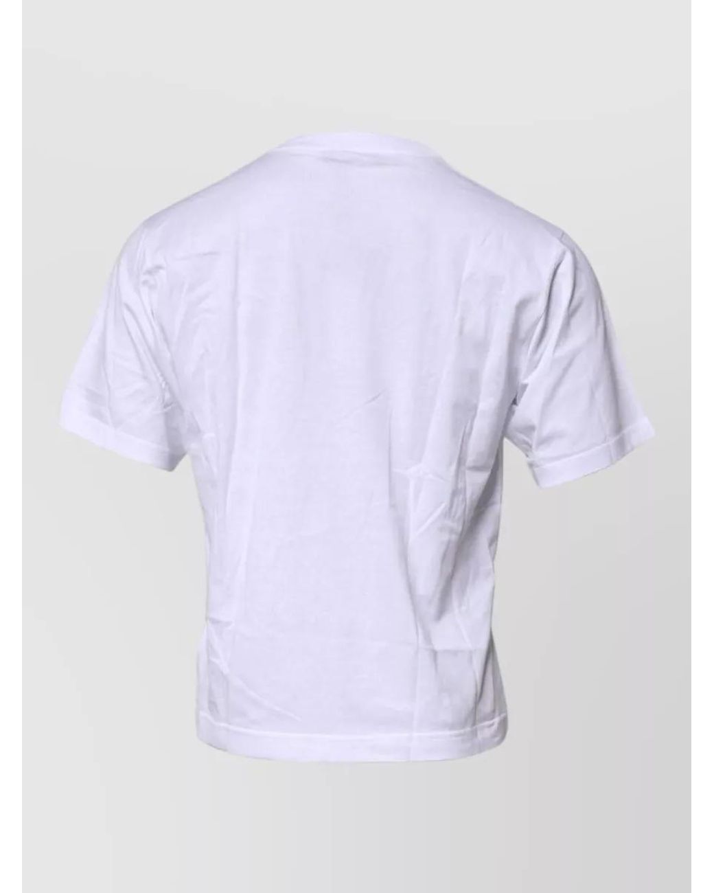 Dolce & Gabbana White Cotton Logo Patch Crew Neck T-Shirt for men