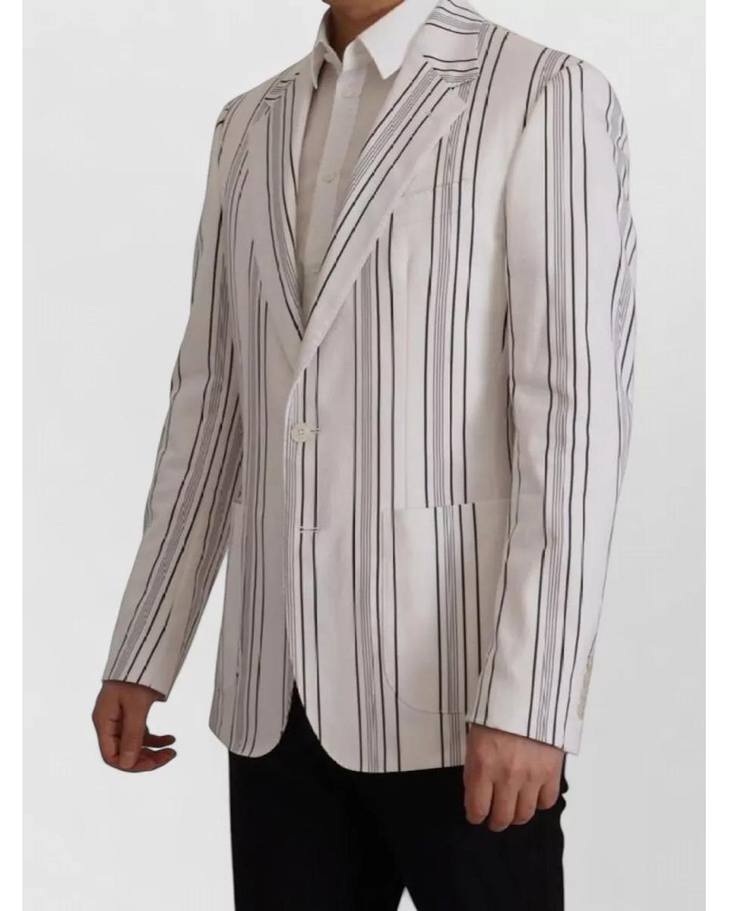 Dolce & Gabbana Gray Striped Single-Breasted Blazer for men