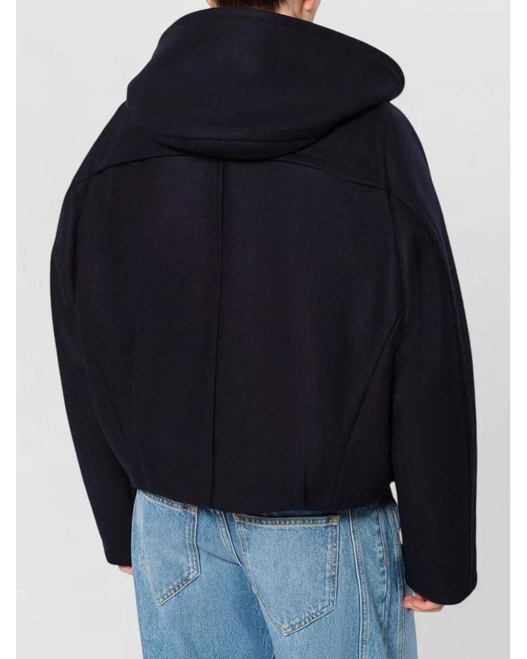 Isabel Marant Blue Cashmere Wool Hooded Single Breasted Coat