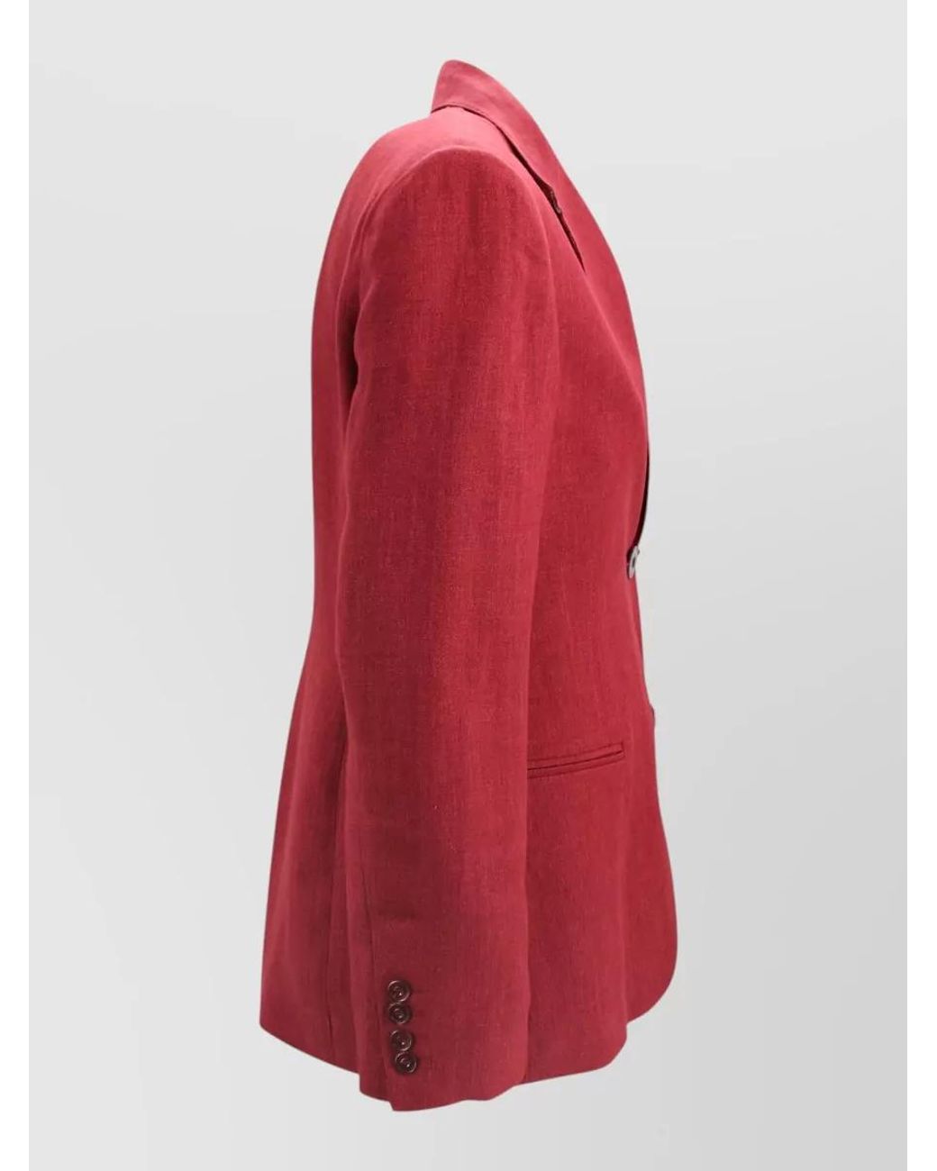 Max Mara Red Linen Single-Breasted Blazer