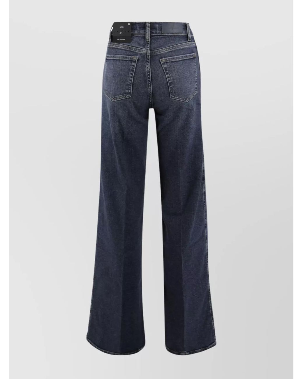 7 For All Mankind Blue Denim High-Rise Wide-Leg Jeans