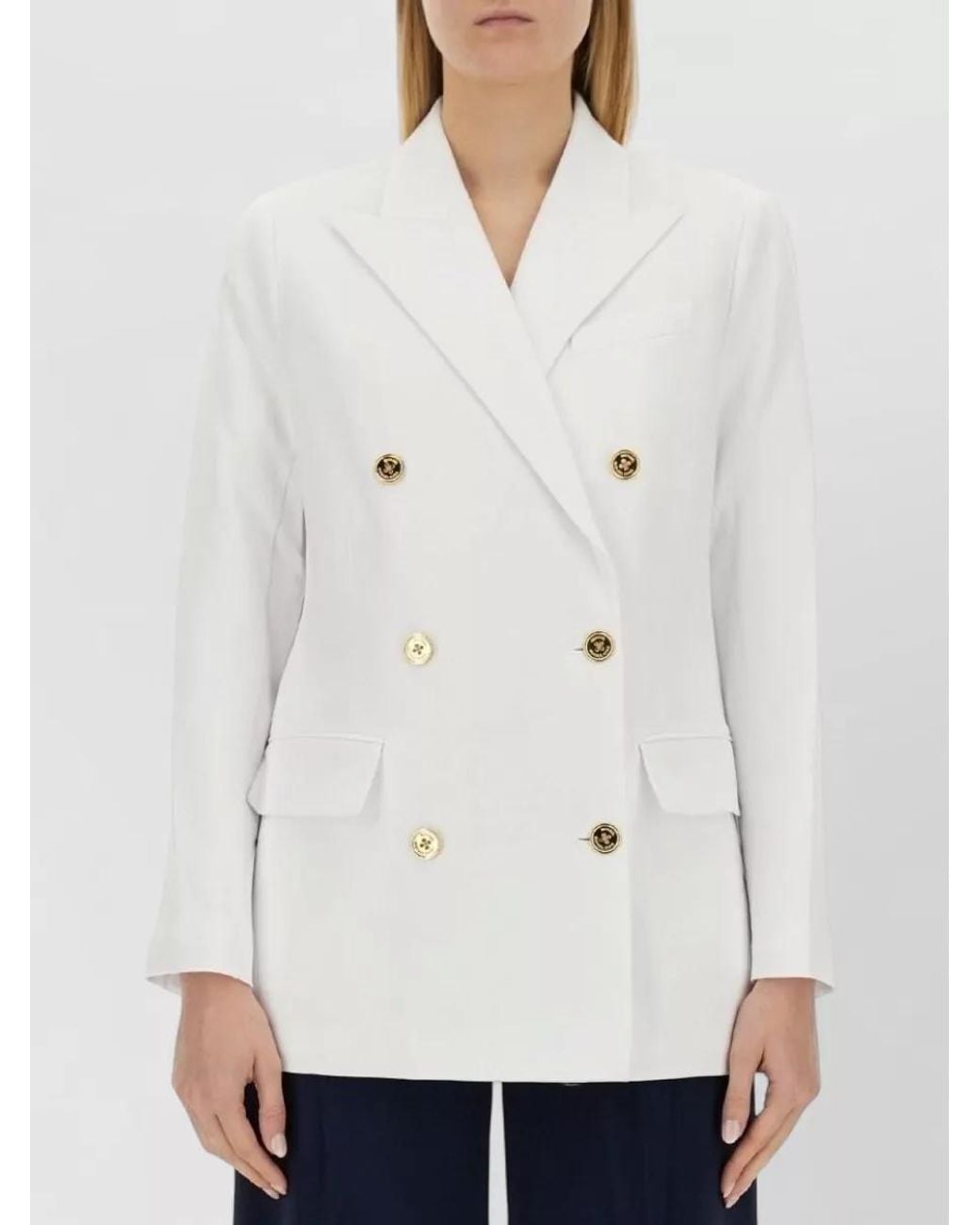 Michael Kors White Double-Breasted Suit Jacket