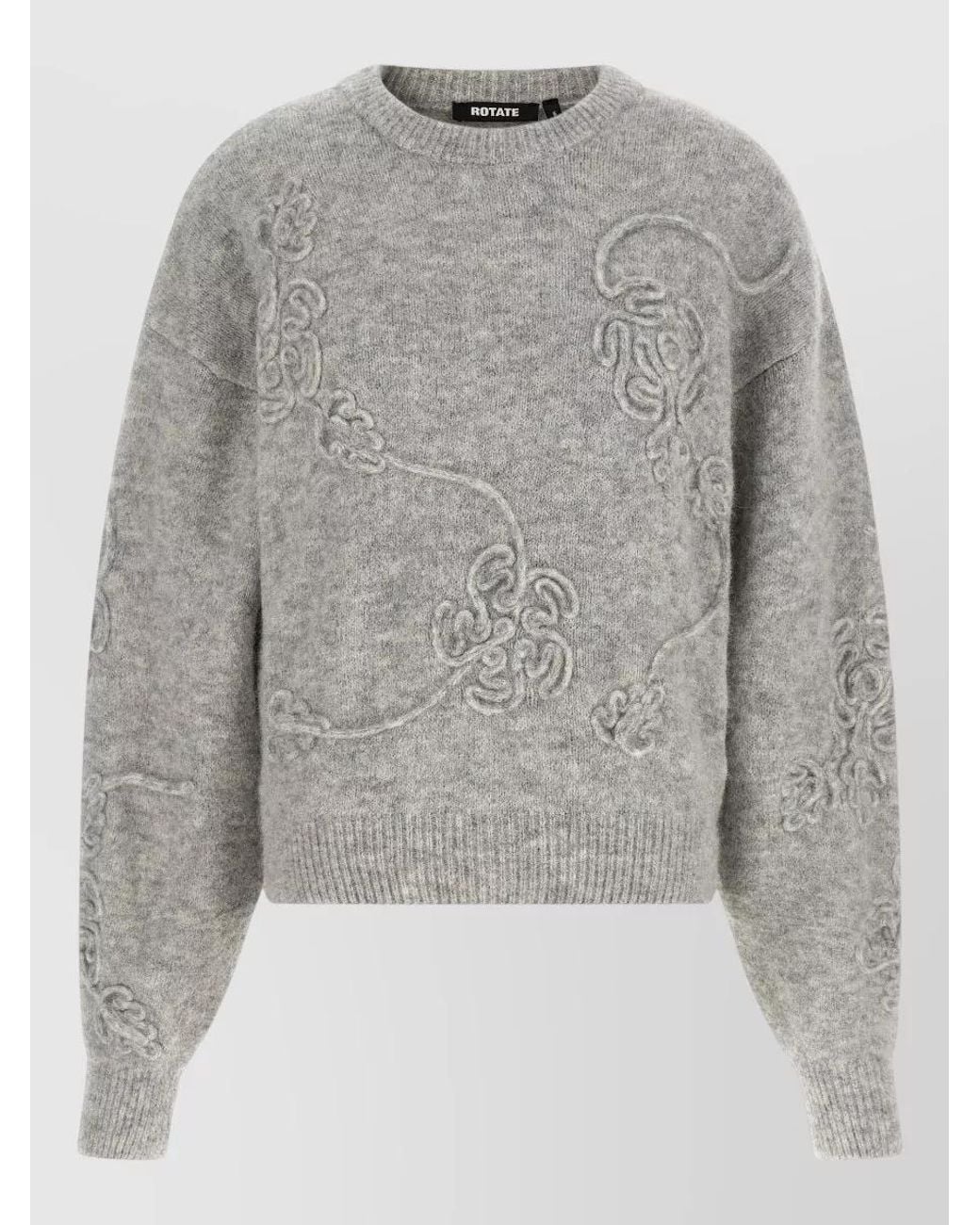 ROTATE BIRGER CHRISTENSEN Gray Alpaca Wool 3D Floral Fine-Knit Jumper