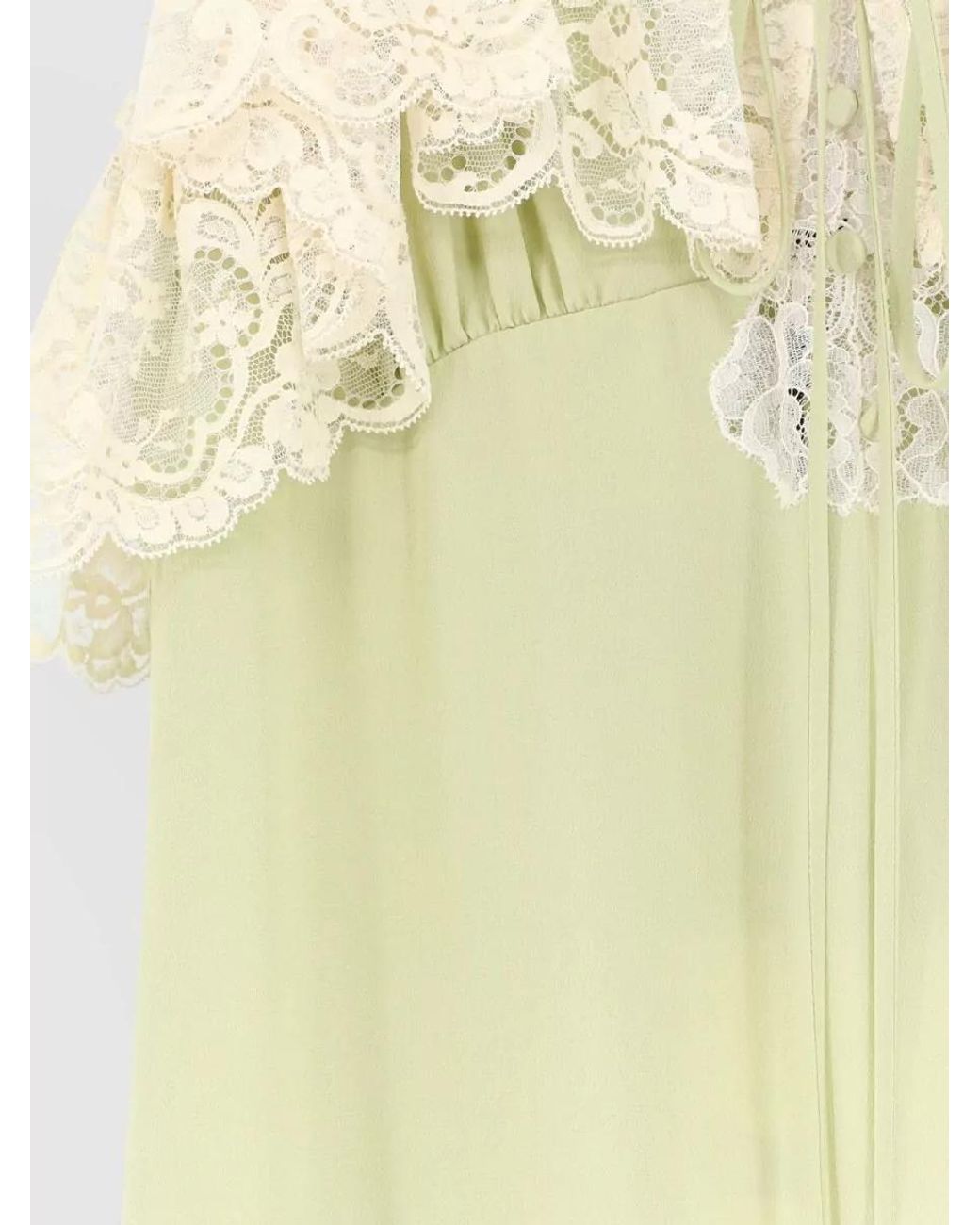 Chloé White Silk Lace-Trim Long Dress
