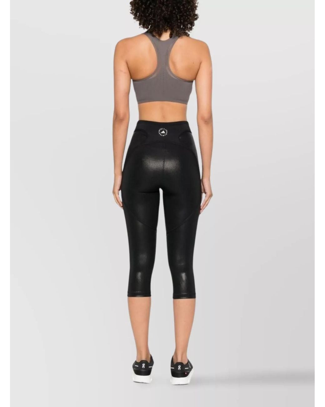 Adidas By Stella McCartney Gray Metallic High-Rise Paneled Leggings