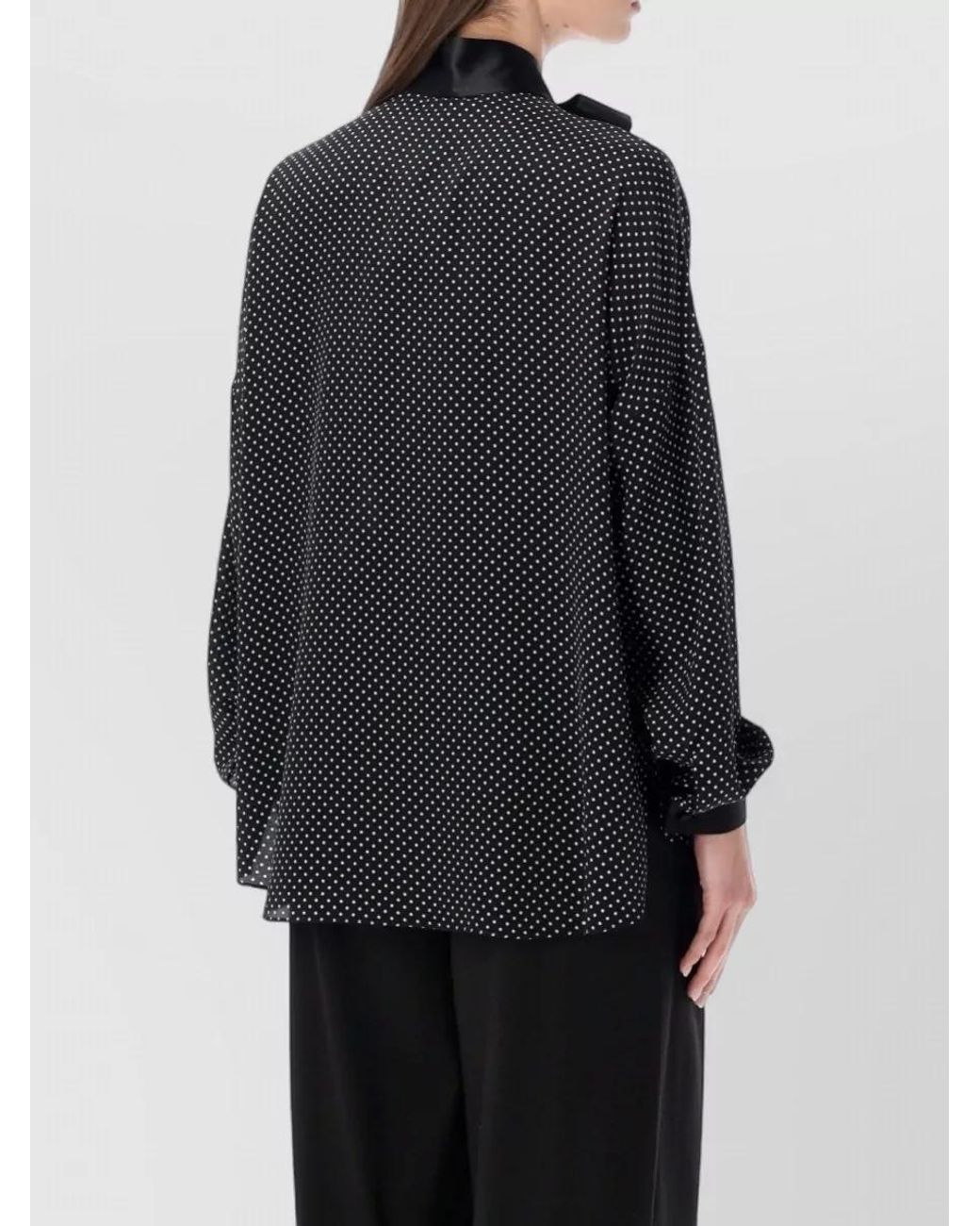 Tom Ford Blue Silk Polka Dot Lavalliere Tunic Blouse