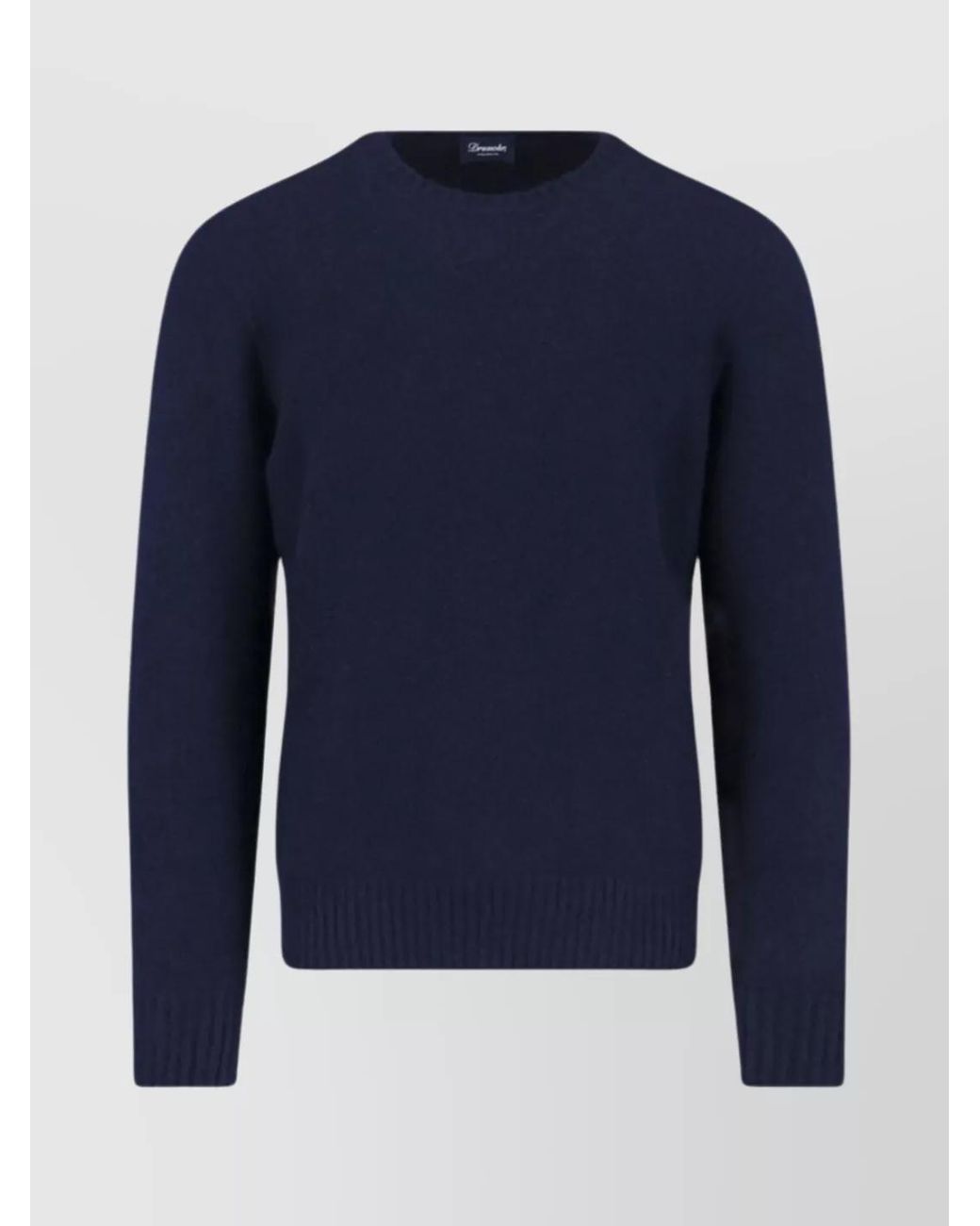 Drumohr Blue Cashmere Crewneck Jumper for men