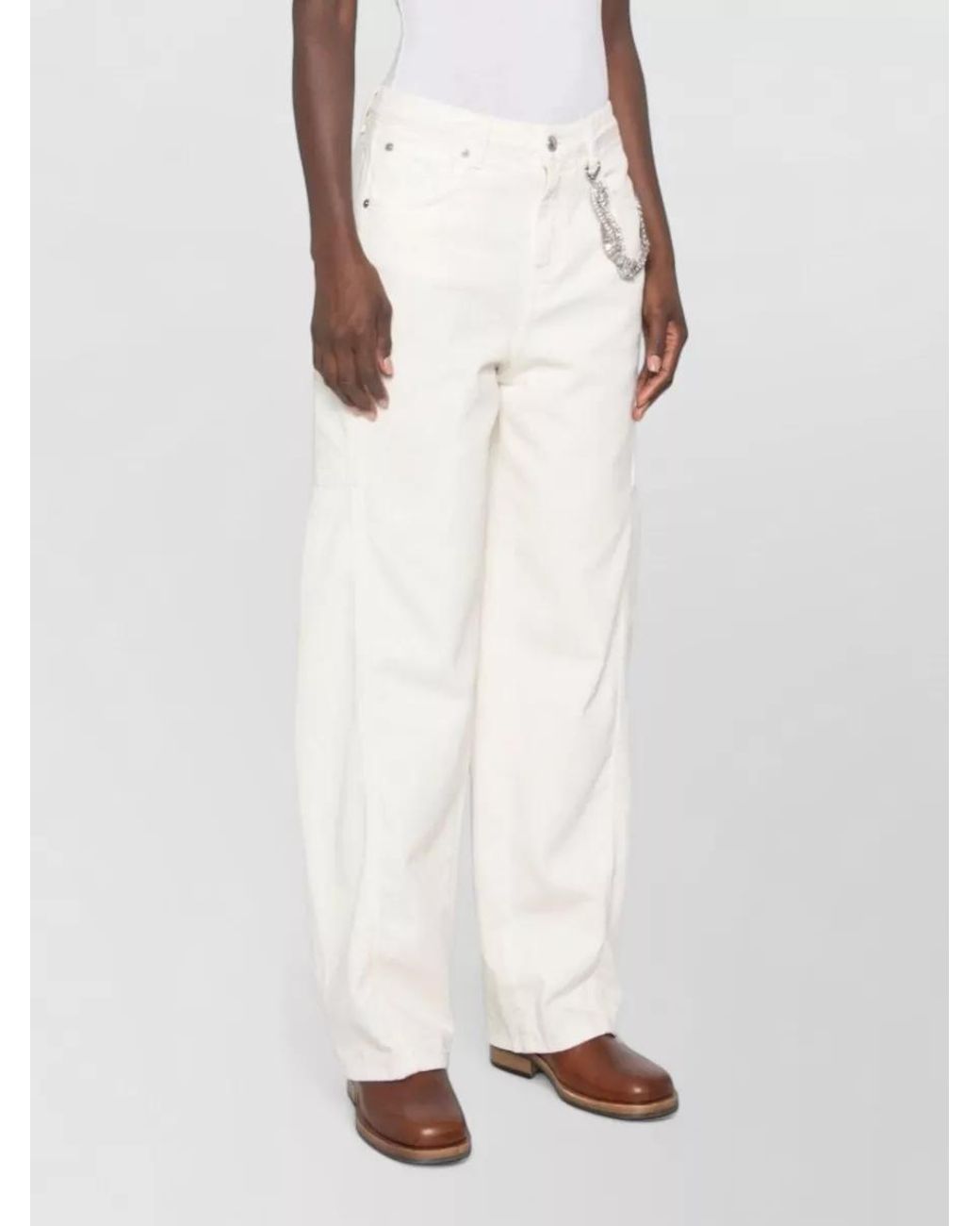 ERMANNO FIRENZE White Crystal Embellished Straight-Leg Denim Jeans