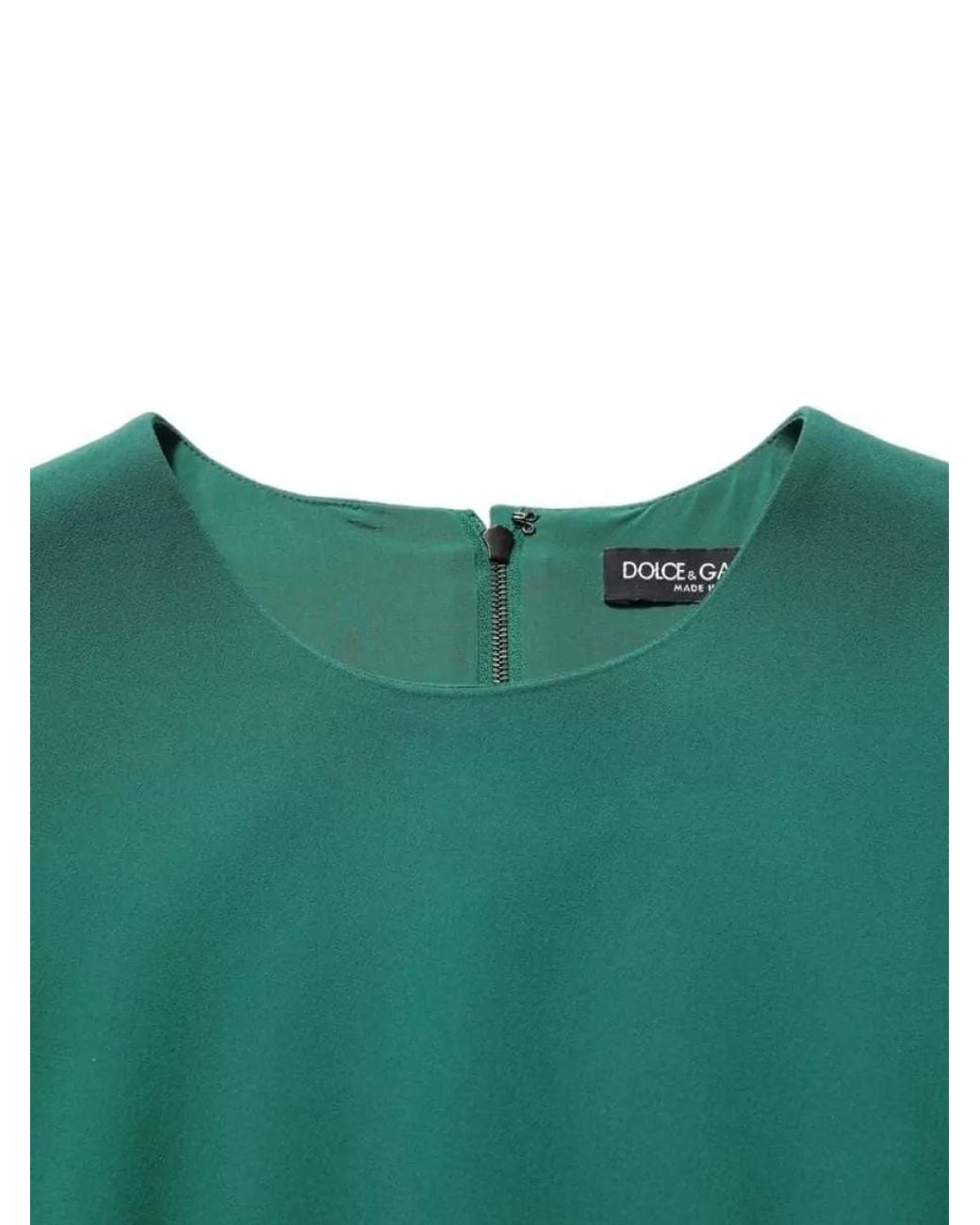 Dolce & Gabbana Green Silk-Blend Long-Sleeve A-Line Mini Dress