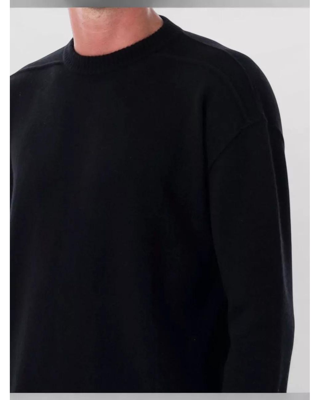 Rick Owens Blue Cashmere Fine-Knit Crew-Neck Long-Sleeve Sweater for men