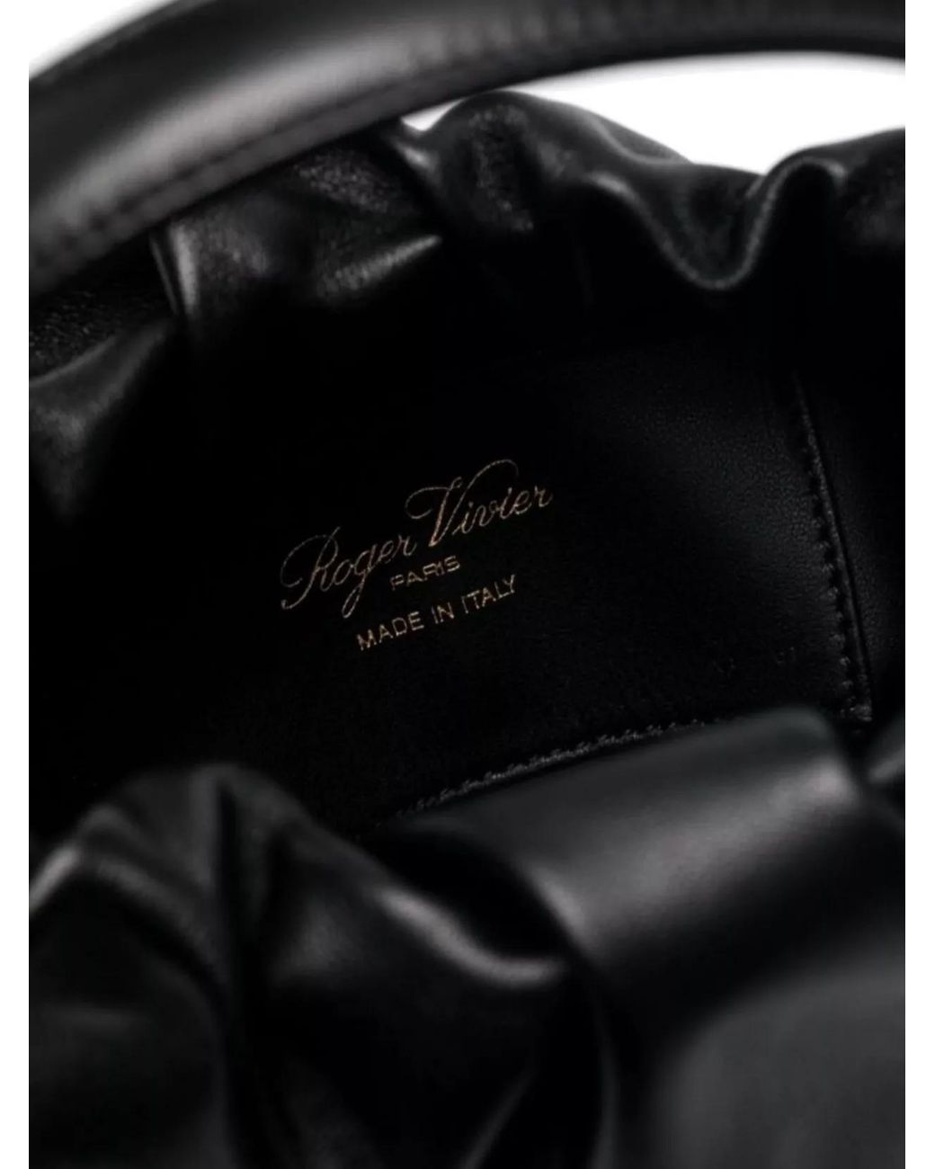 Roger Vivier Black Leather Draped Mini Hobo Bag