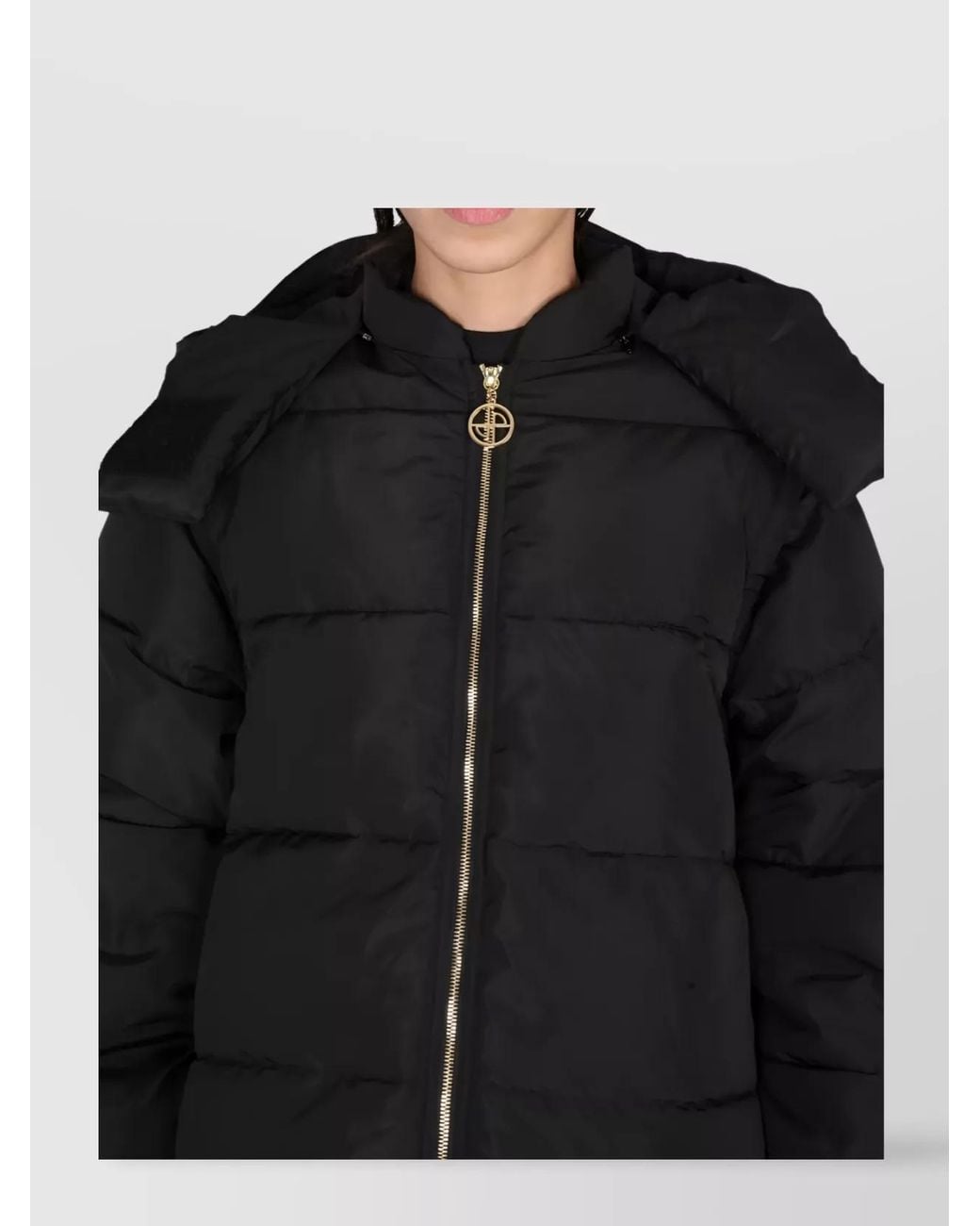 Patou Black Quilted Parka With High Collar And Hood