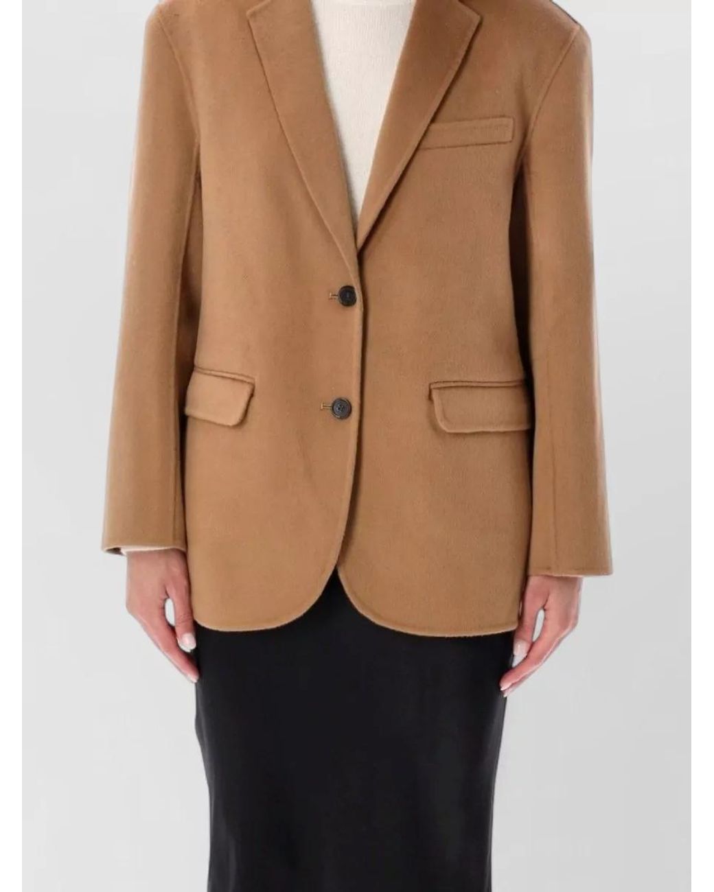 Anine Bing Natural Wool Cashmere Oversized Single Breasted Coat