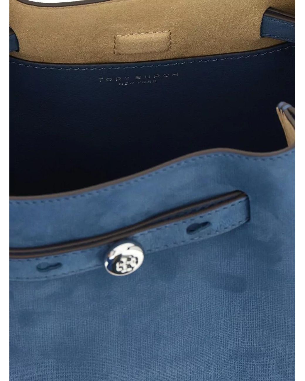 Tory Burch Blue Romy Leather Bucket Bag