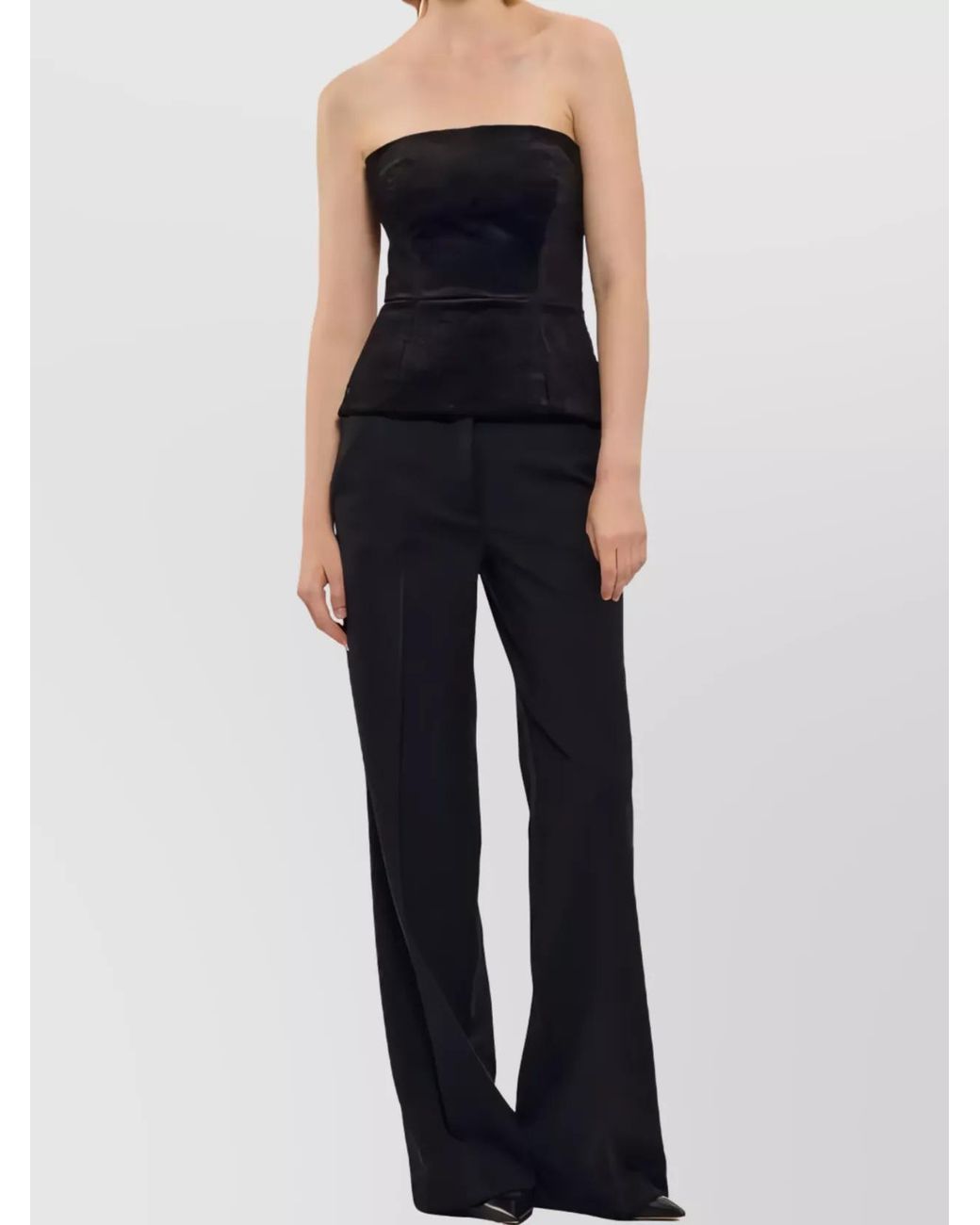 P.A.R.O.S.H. Black Wool Wide-Leg Trousers
