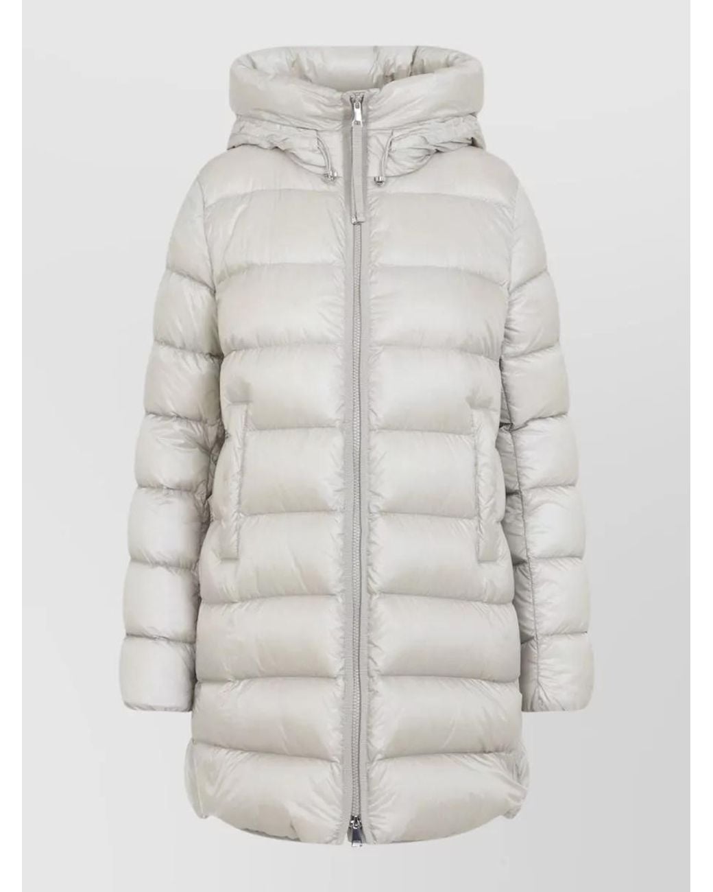 Moncler White Down Hooded Long Puffer Jacket