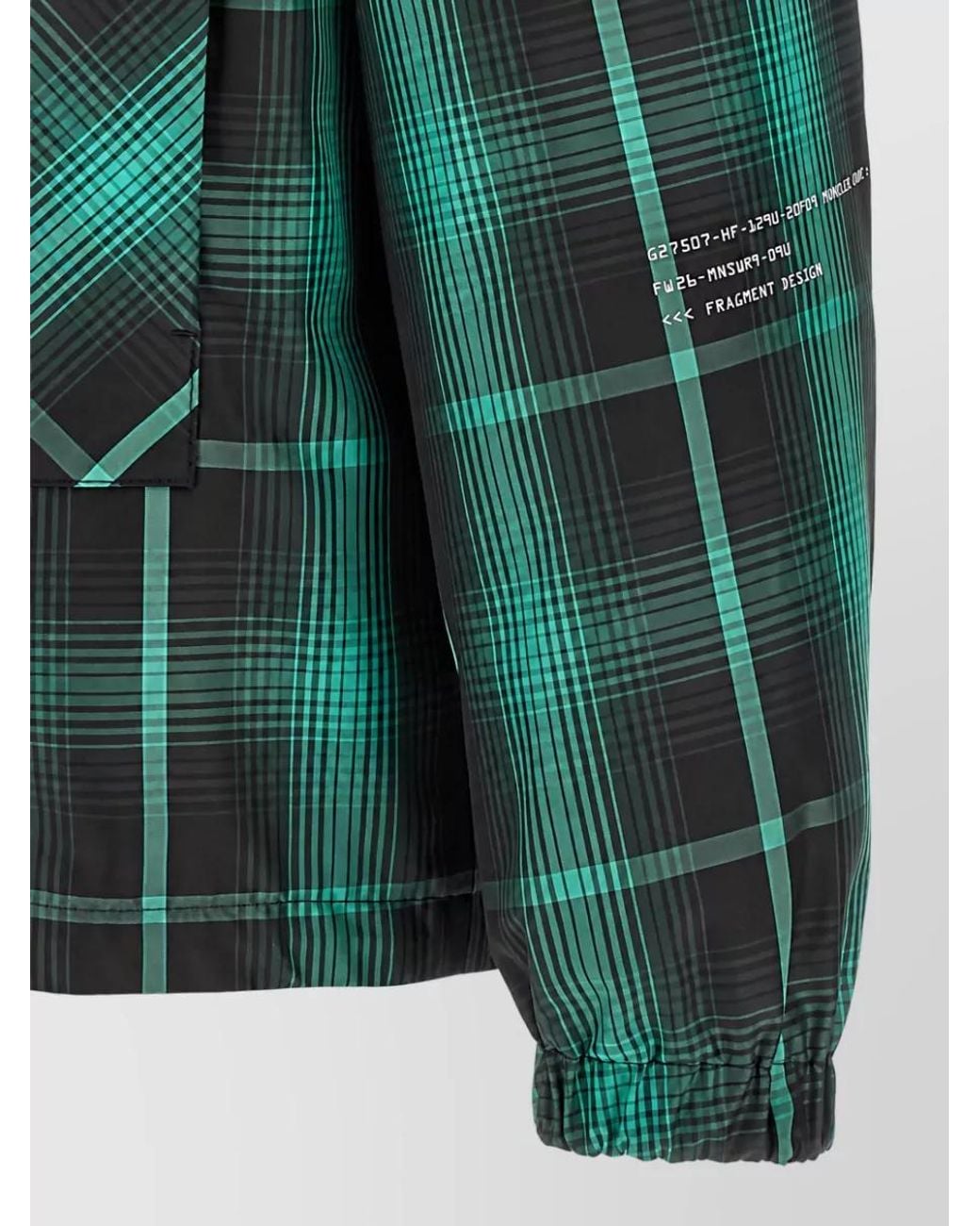 Moncler Genius Green Checked Hooded Windbreaker for men