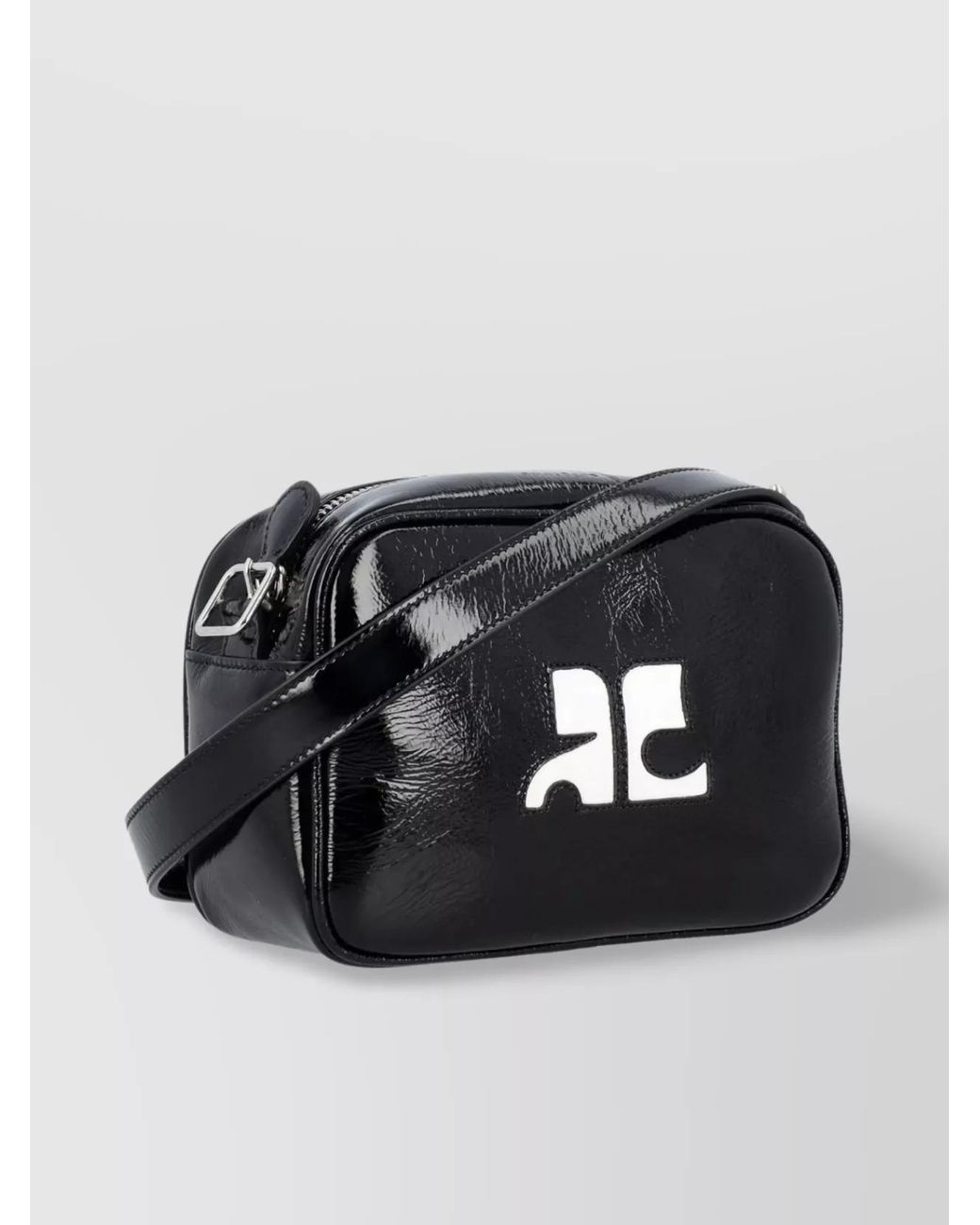 Courreges Black Réédition Varnished Leather Cross-Body Bag