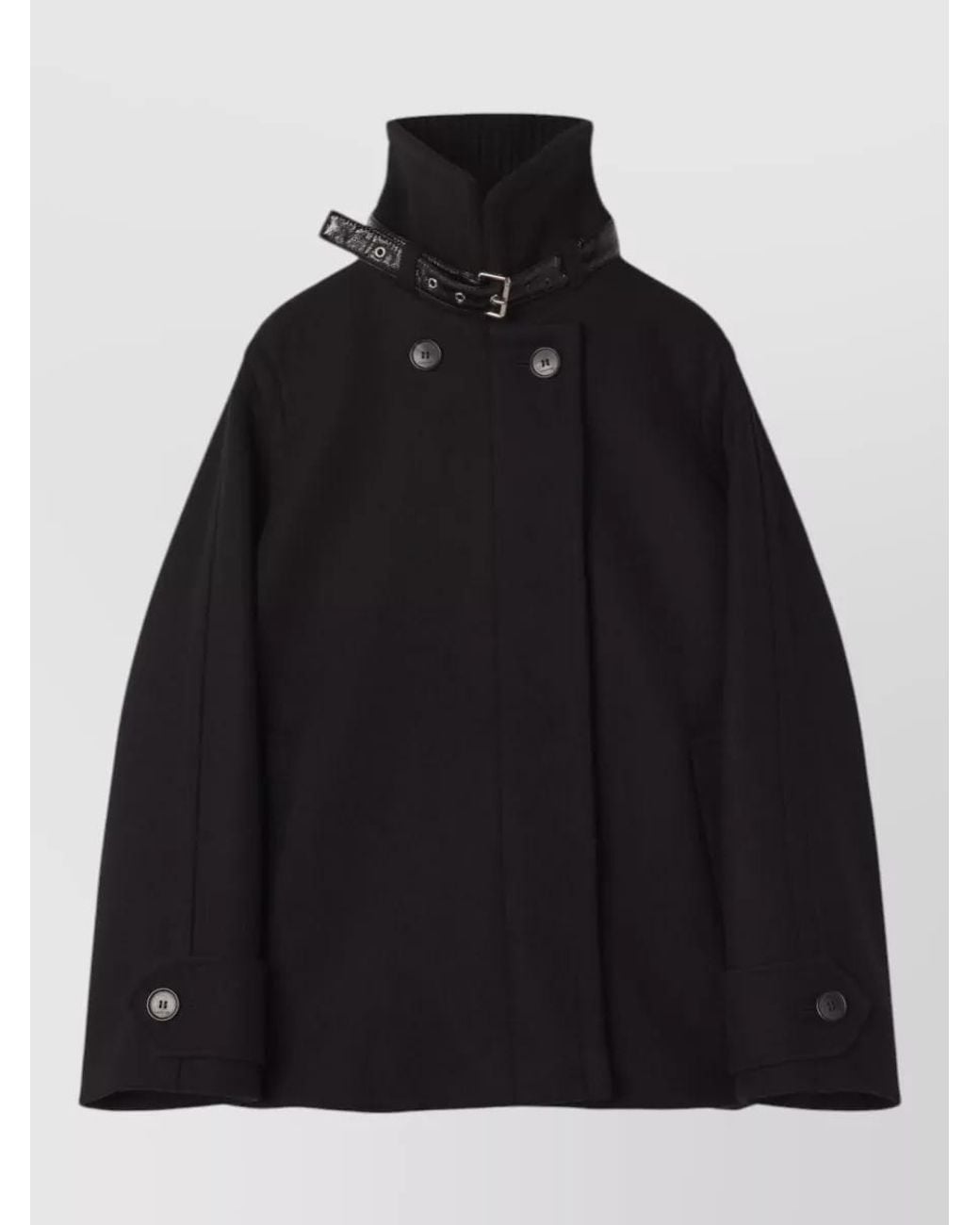 Lanvin Black Wool High-Neck Short Coat