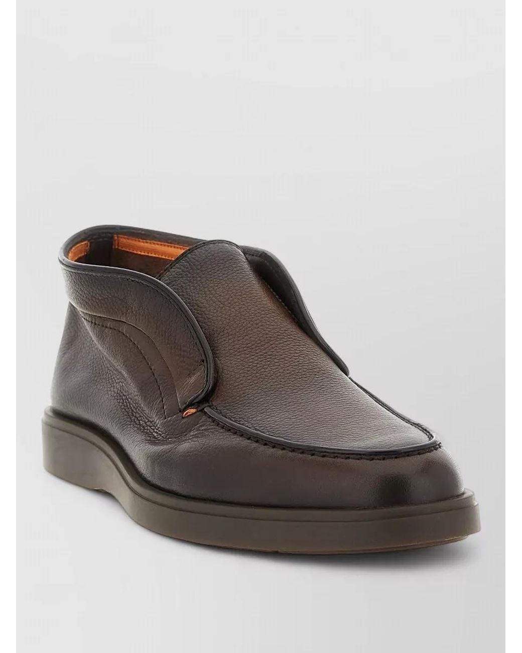 Santoni Brown Leather Ankle Boots for men